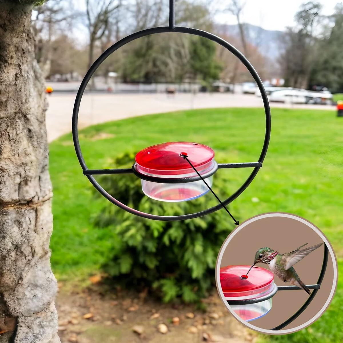 2025 New Hummingbird Feeder, 4PCS Circular Hanging Ant & Bee-Proof Hummingbird Feeders for Outdoor Garden, Patio, Backyard - Lea