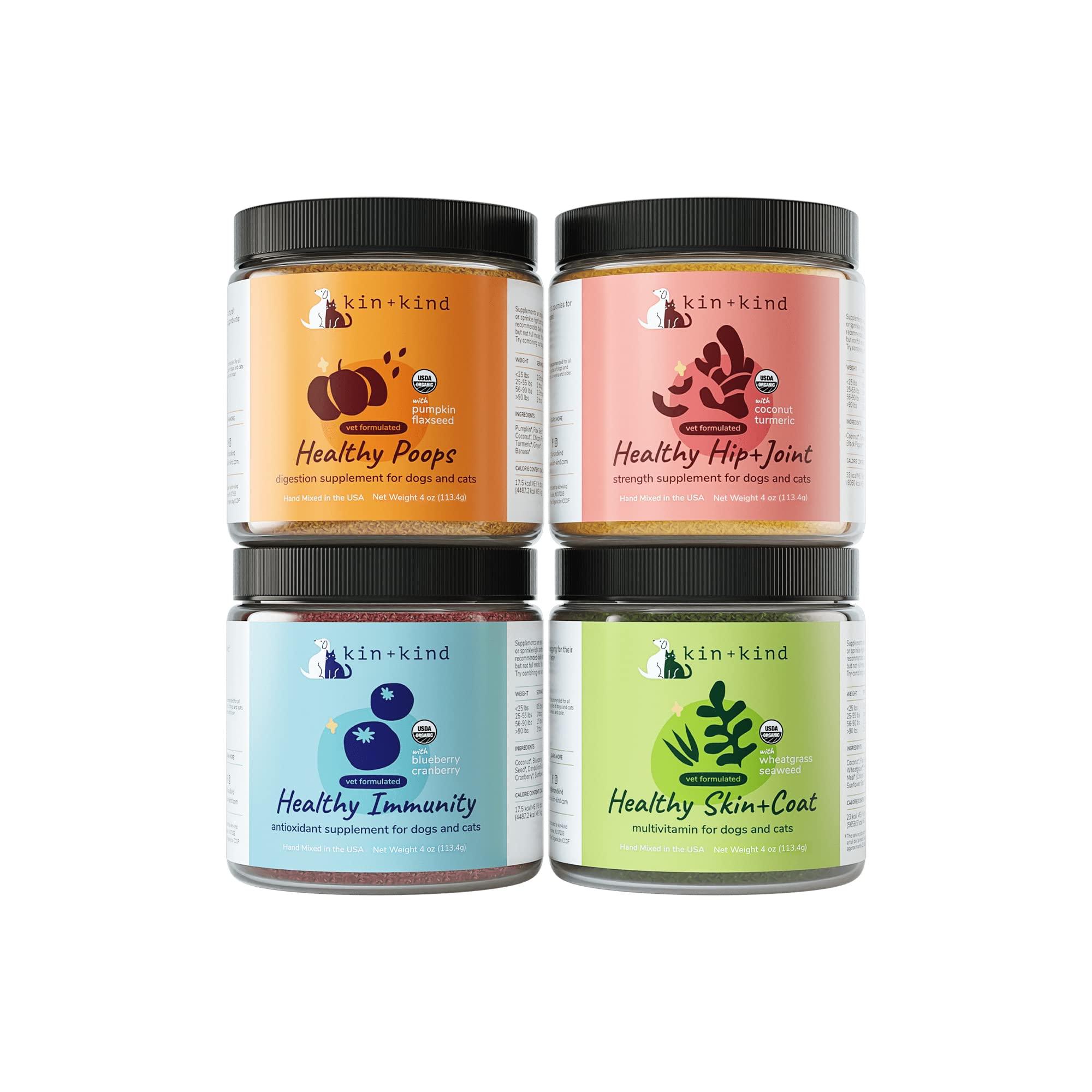 kin+kind Organic Fiber for Dogs&Cats - Pumpkin Boost for Healthy Poops - Digestive Health - Flax Seed, Ginger, Turmeric and Coco