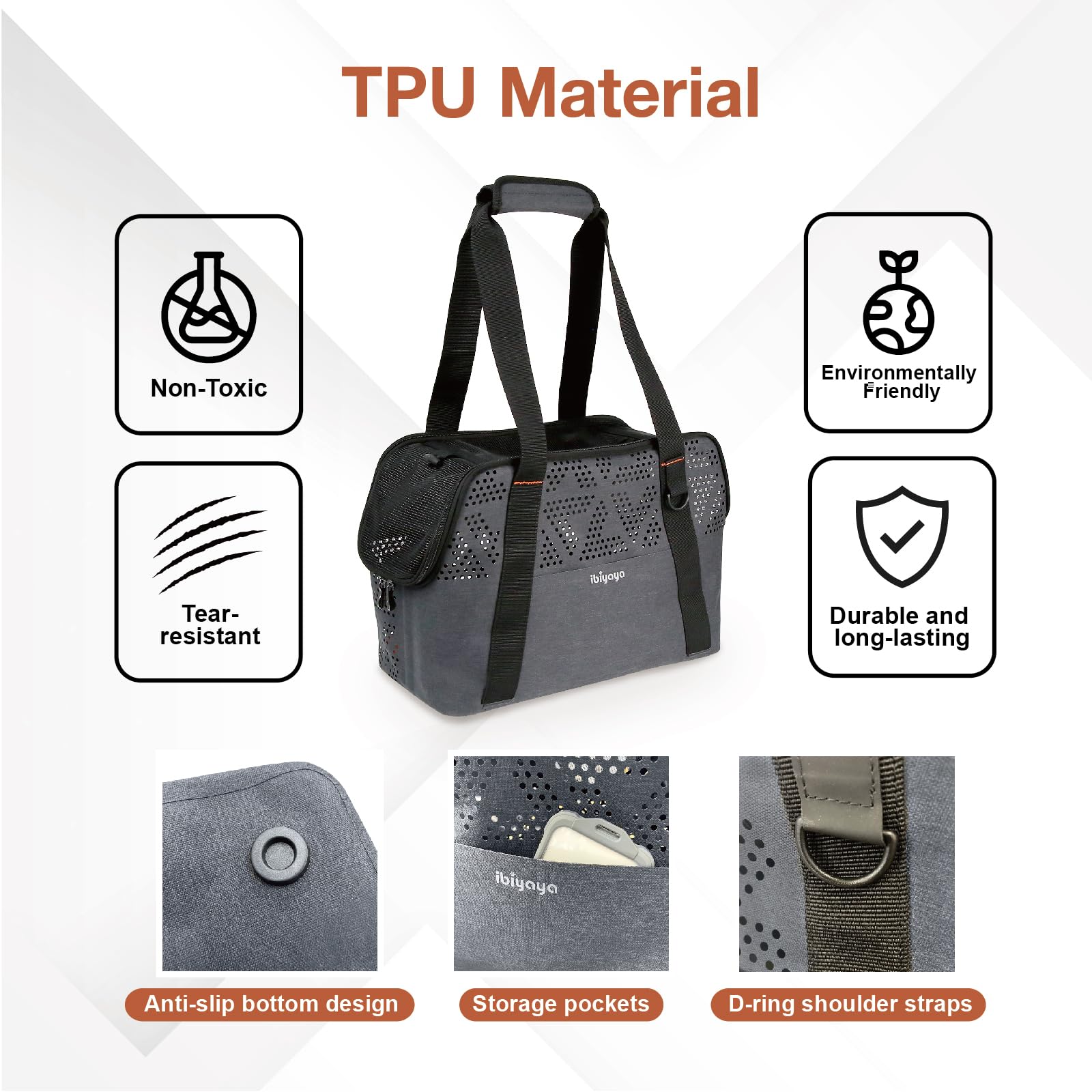ibiyaya Small Dog Carrier Bag - Travel-Friendly, Water-Repellent, Medium Size, Black, Model FC2392-G