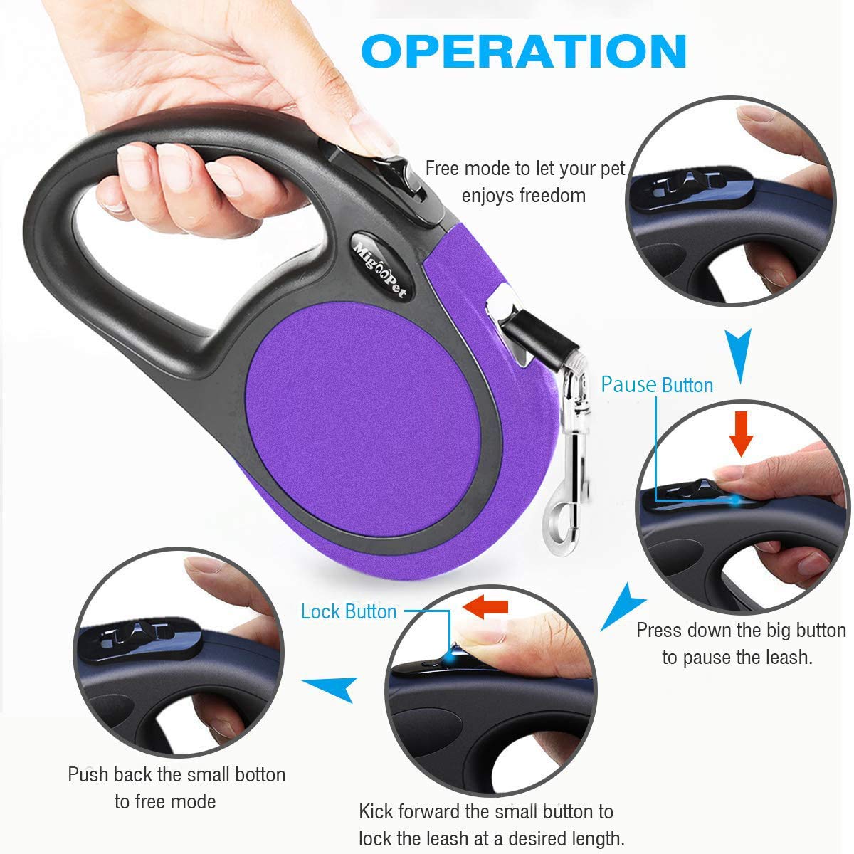 Heavy Duty Retractable Dog Leash-16ft Strong & Durable Walking Leash for S to L Dogs up to 45/115 lbs, Upgraded Lock System, Non
