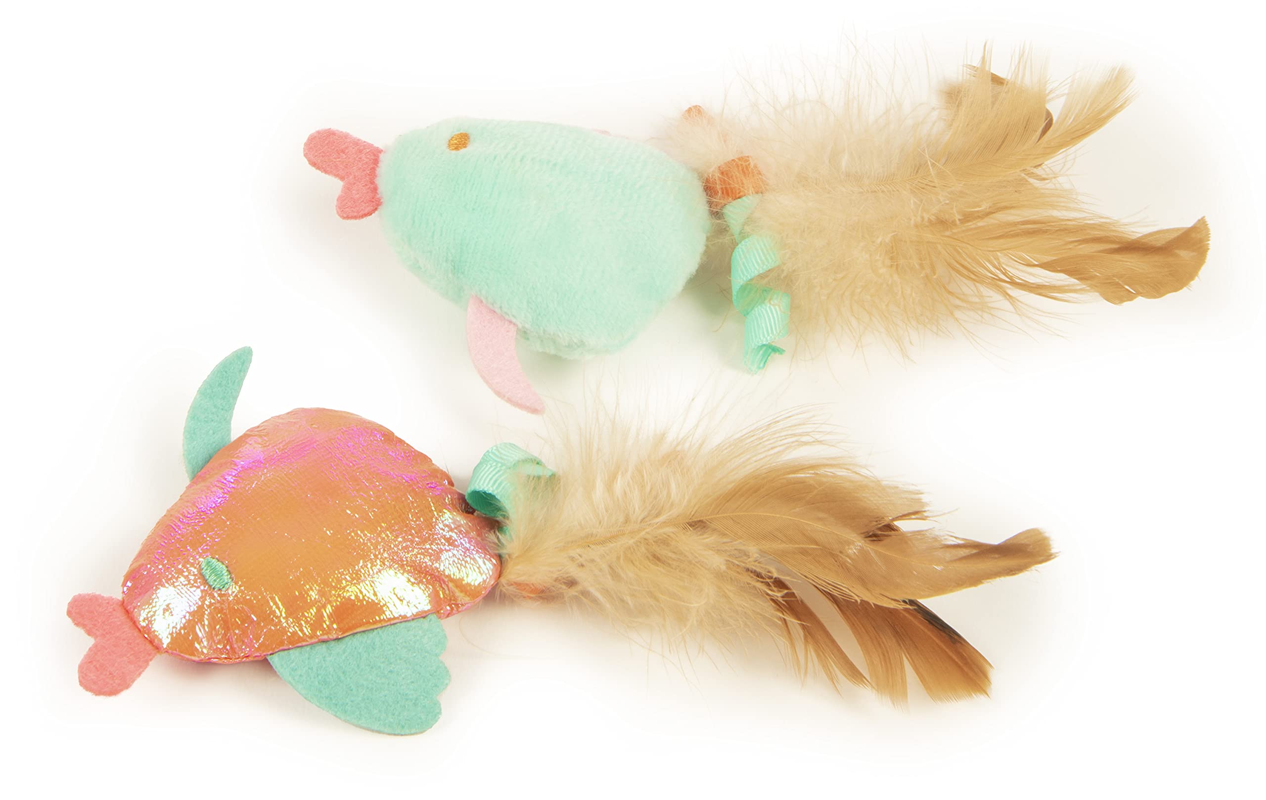 SmartyKat (2 Count Silly Swimmers Crinkle Plush Catnip Cat Toys - Orange/Turquoise, 2 Count