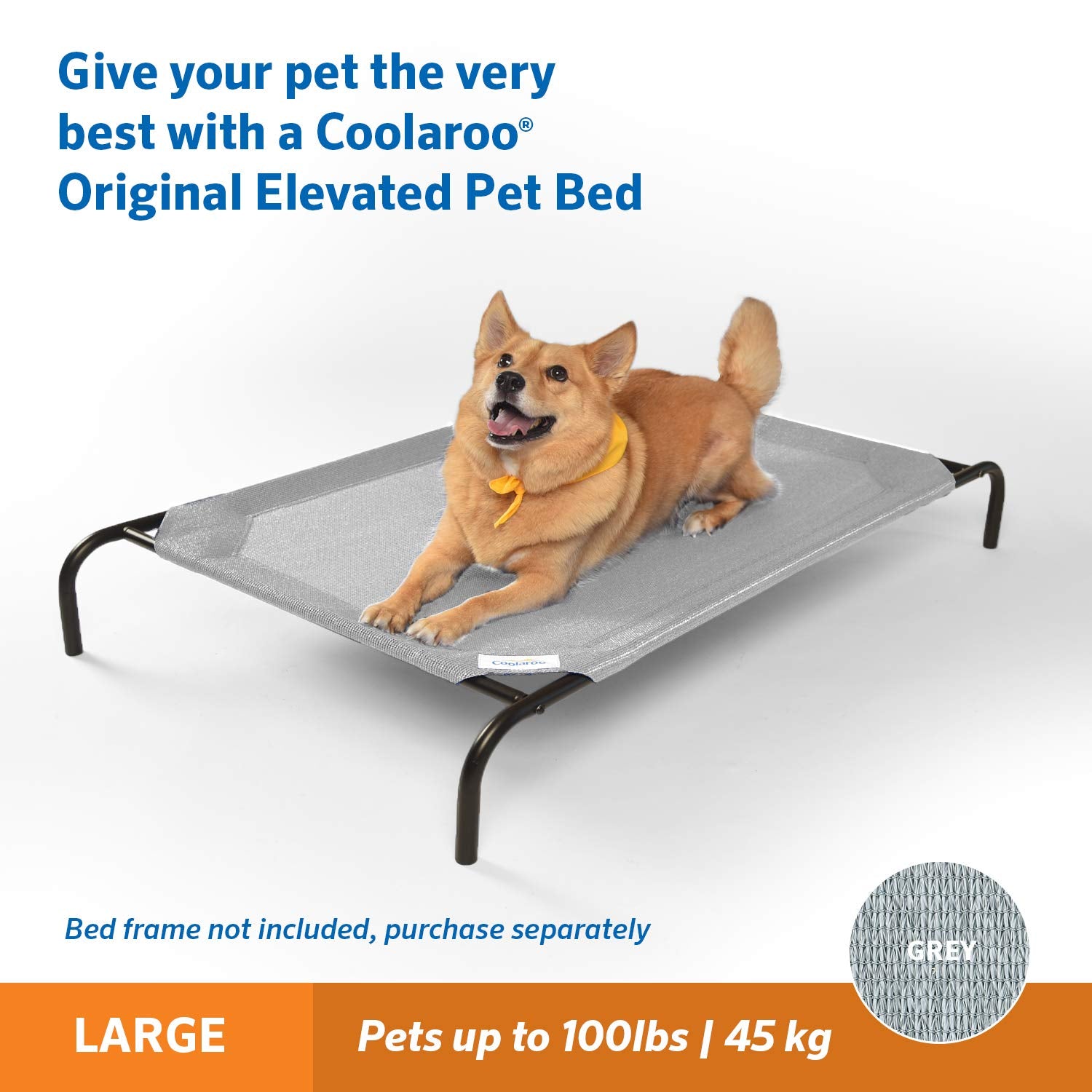 Coolaroo Original Pet Bed Replacement Cover - Large 43.5" x 31.5" - Grey - High Density Polyethylene (HDPE) - Model 458973