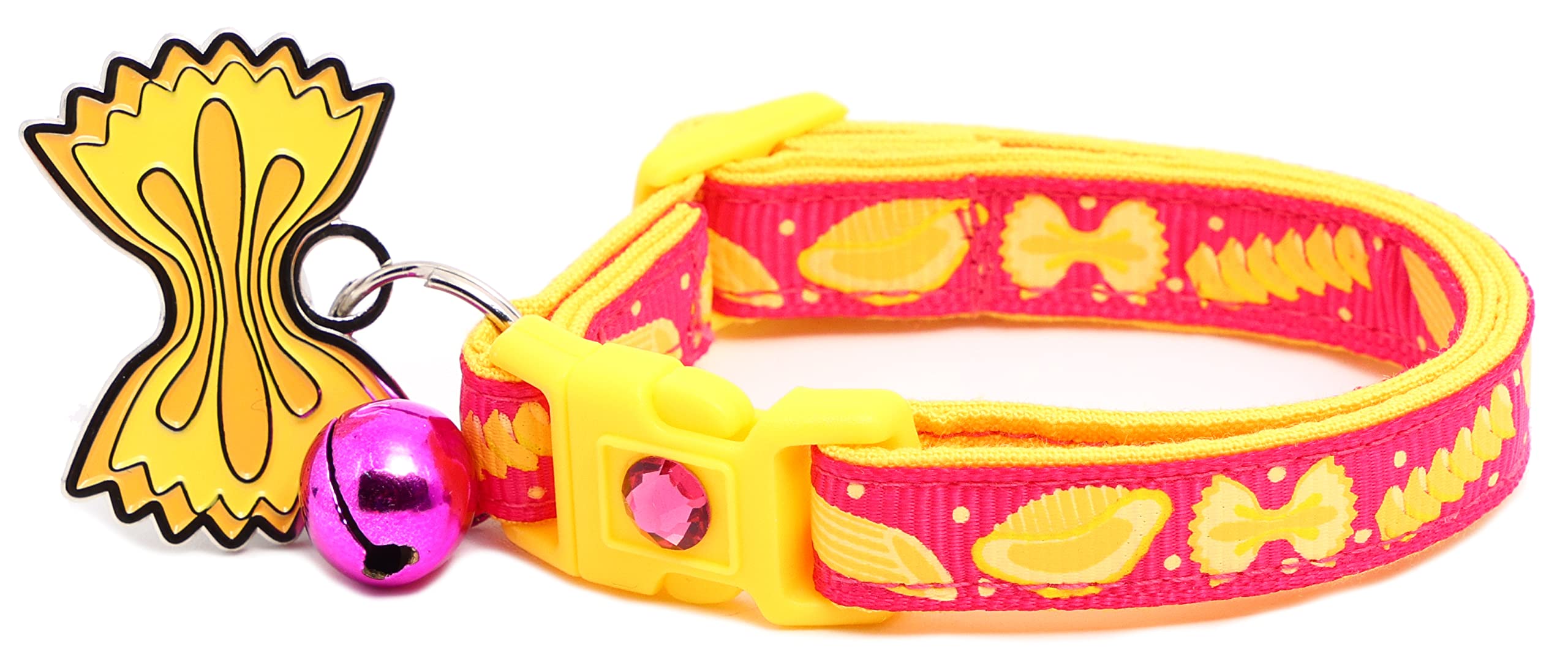 Noodle Cat Collar - Safety - Breakaway - Charm And Bell - Pugs2Persians (Small(10 Lbs & Less), Pink)