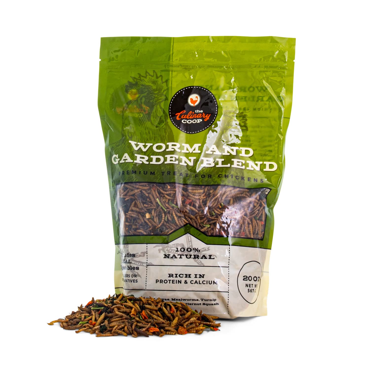 Flukers Culinary Coop All Natural Worm and Garden Blend, Premium Treat for Chickens, 20 oz