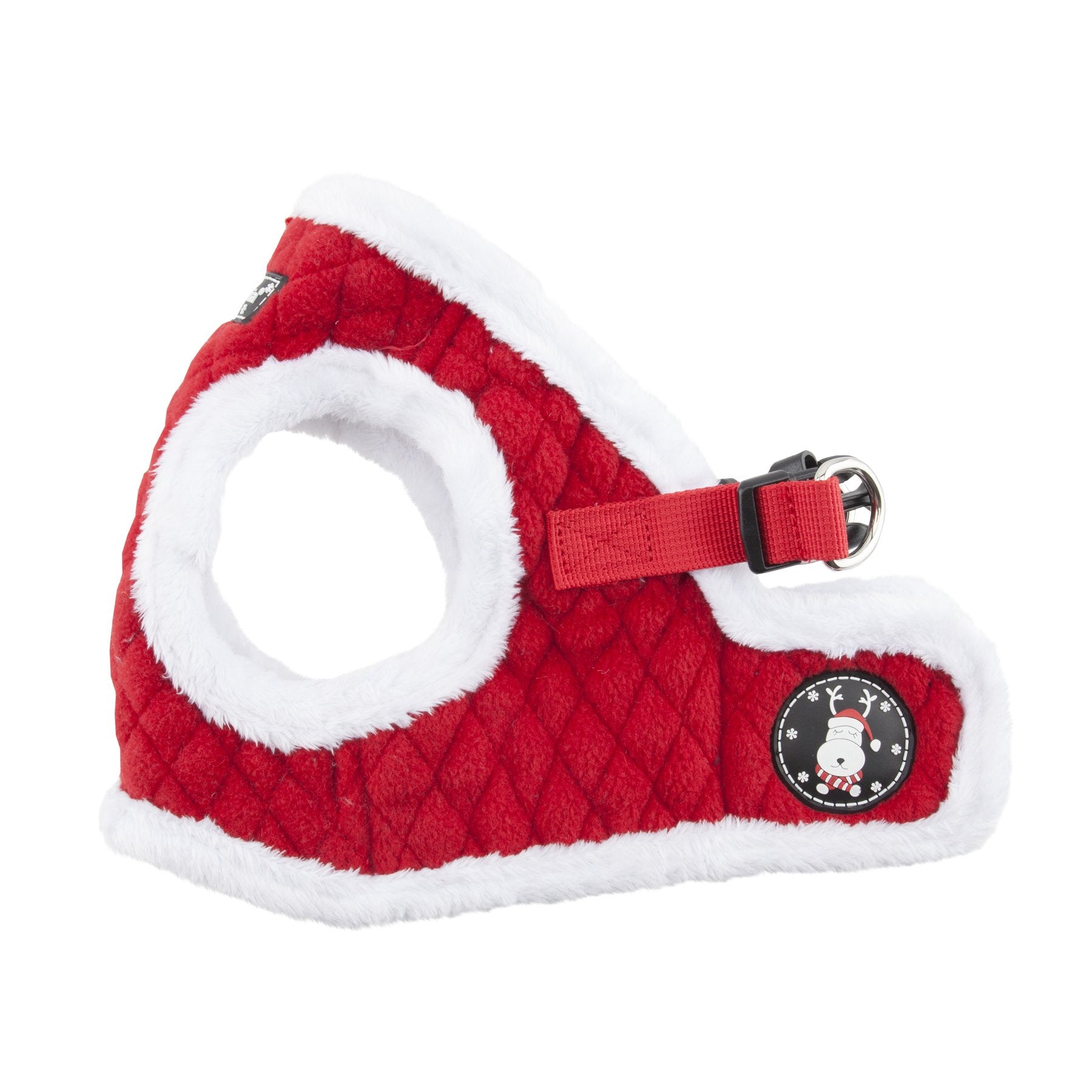 Puppia Blitzen Vest Dog Harness Step-In Warm Winter Christmas Holiday Harness For Small And Medium Dog, Red, Large