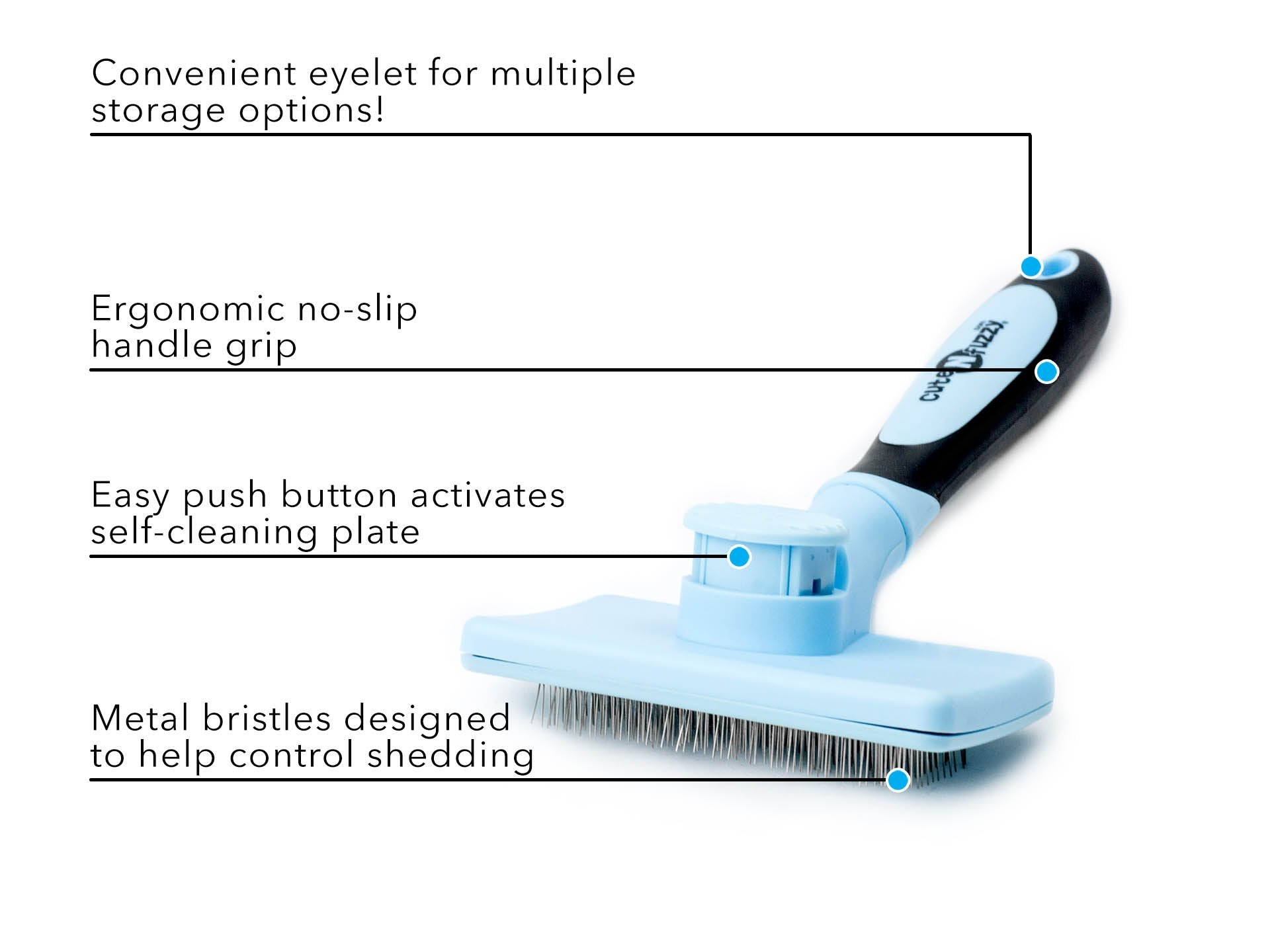 Cutenfuzzy Self Cleaning Pet Slicker Brush, Blue, Large