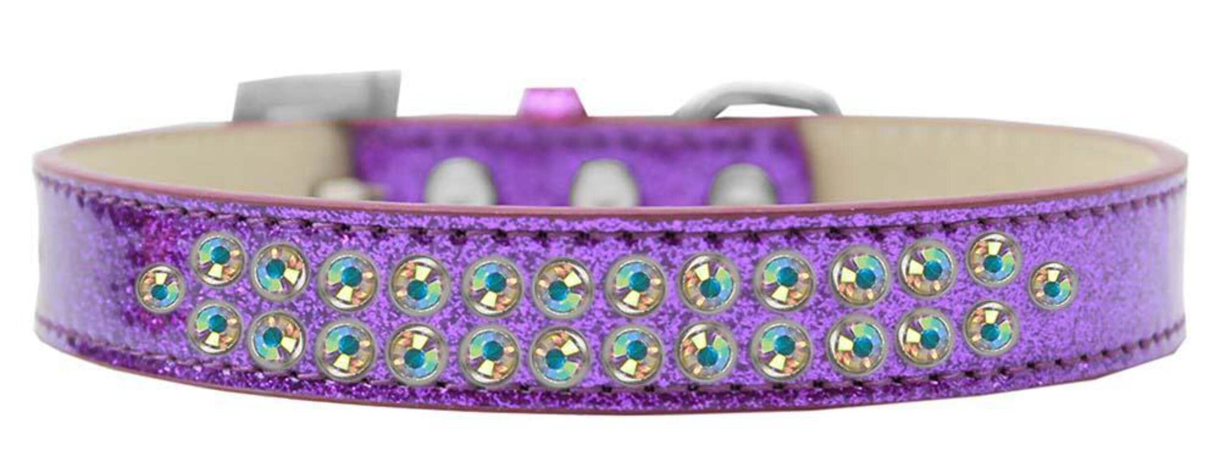Mirage Pet Products Two Row AB Crystal Pink Ice Cream Dog Collar, Size 16