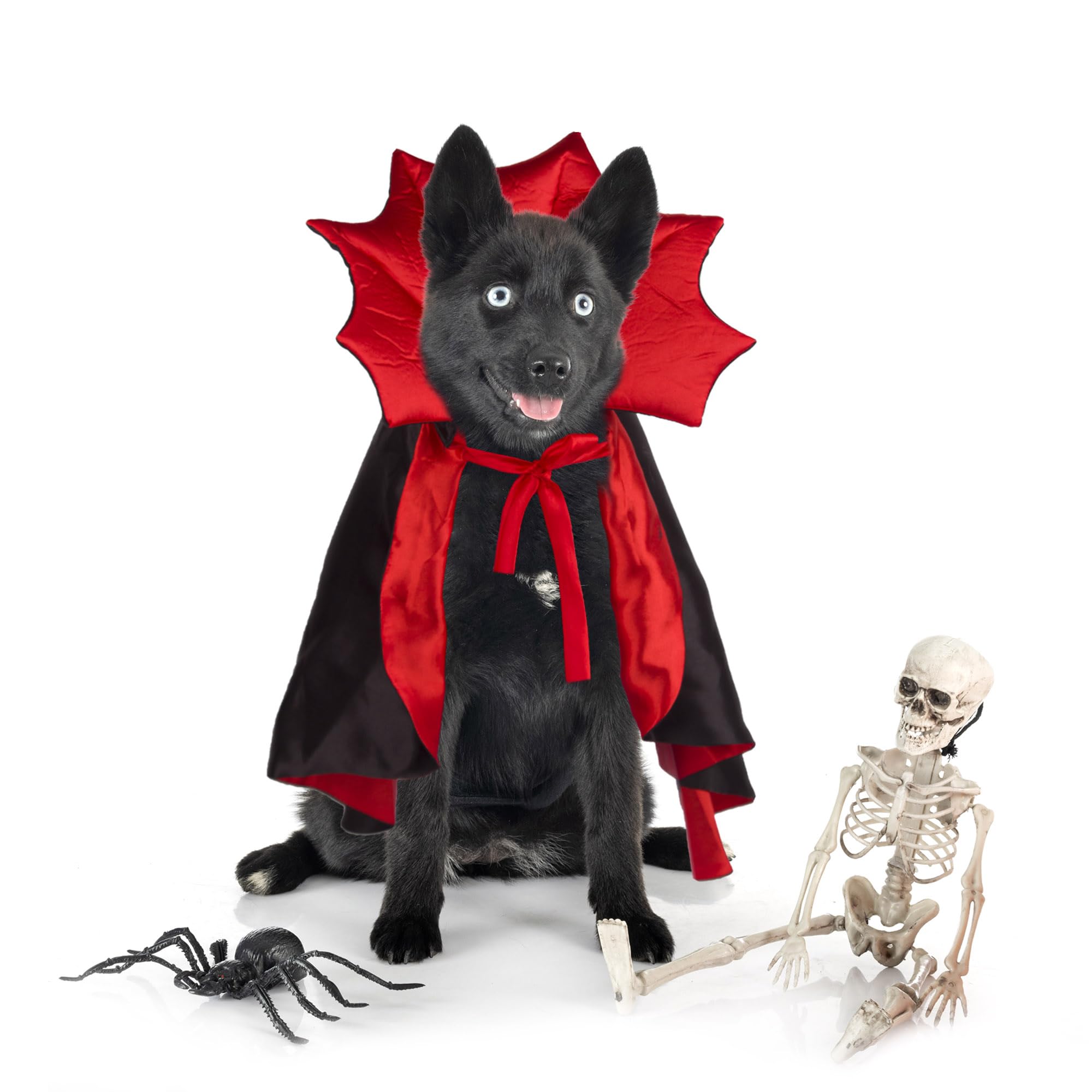 Adoggygo Halloween Dog Costume Dog Vampire Devil Costume Dog Halloween Cloak Cape Red Black Halloween Costumes For Small Medium Large Dogs (Black&Red, Medium)