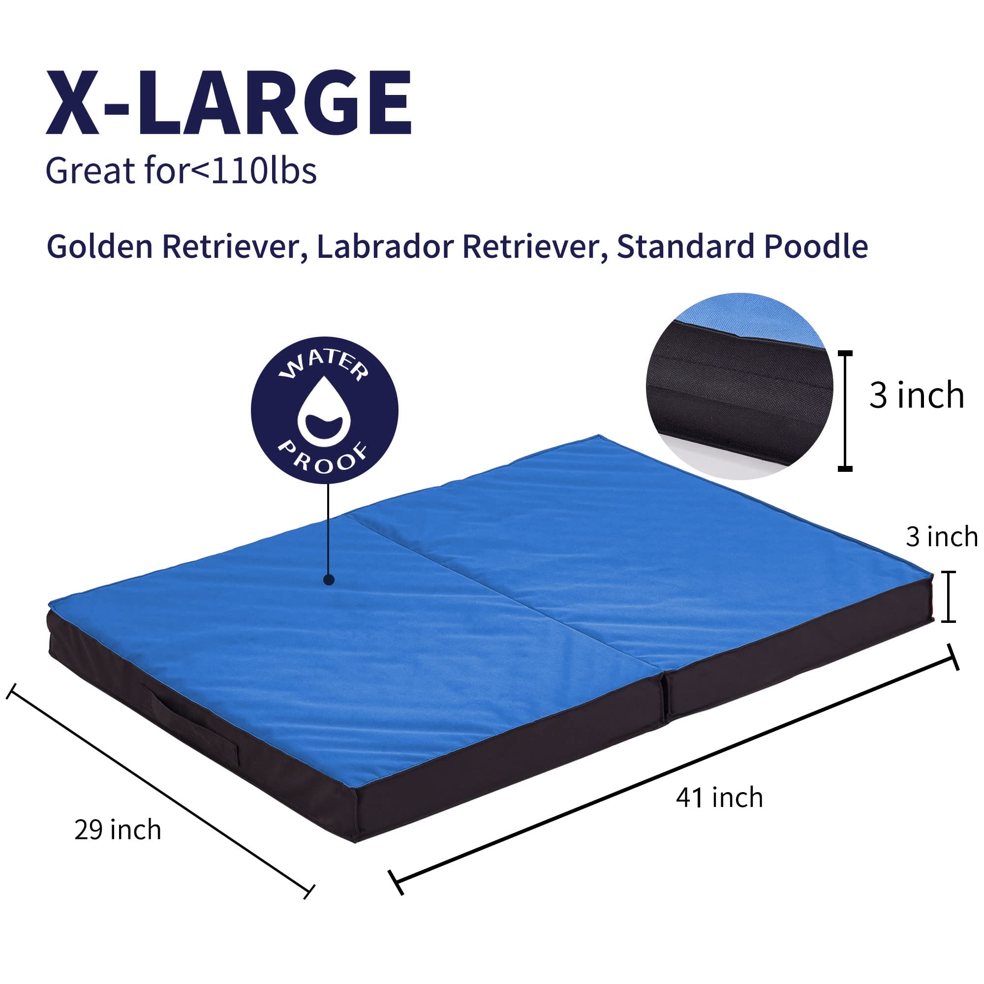 Petabby Outdoor Dog Bed - Waterproof, Portable, Foldable, Orthopedic For Large Dogs - 41'' All Weather Use