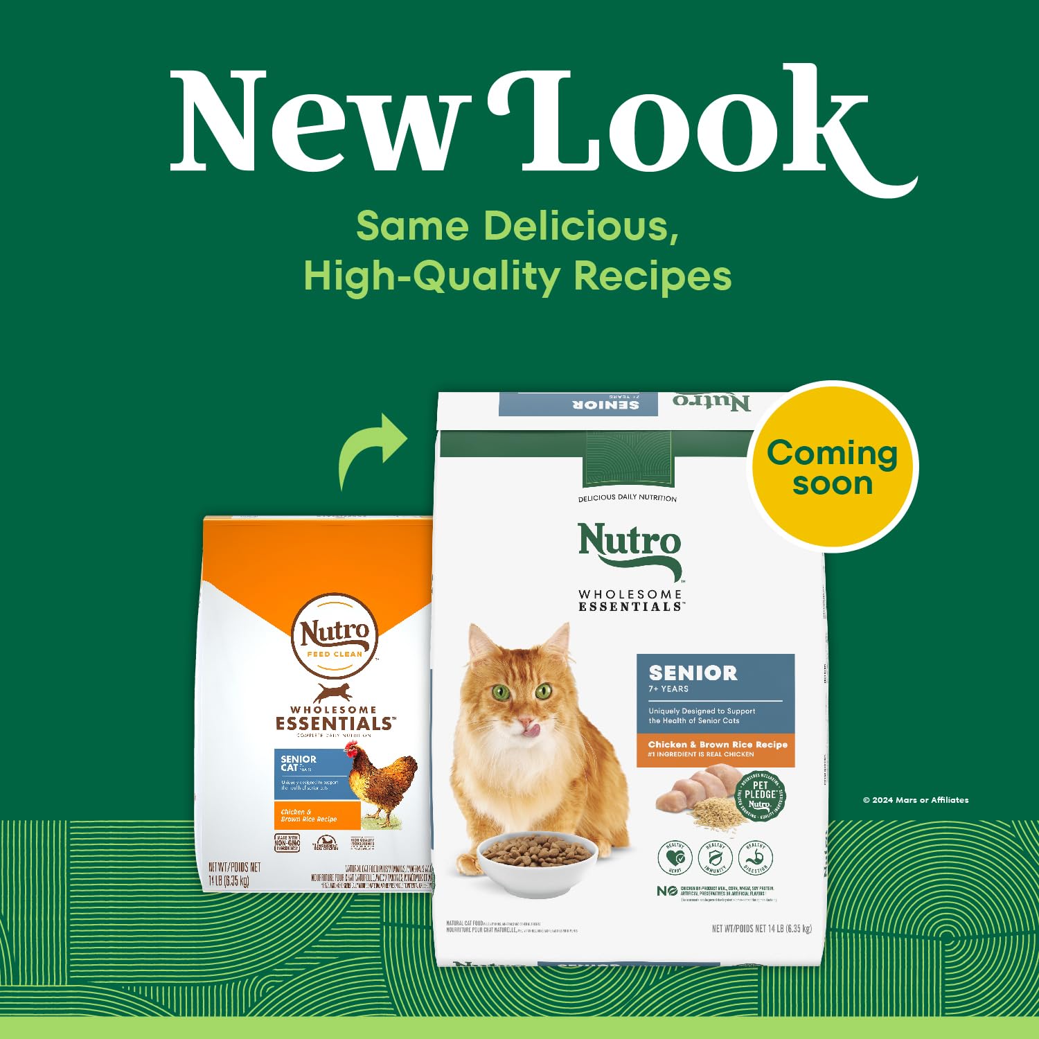 Nutro Wholesome Essentials Senior Dry Cat Food, Chicken & Brown Rice Recipe, 14 lb. Bag