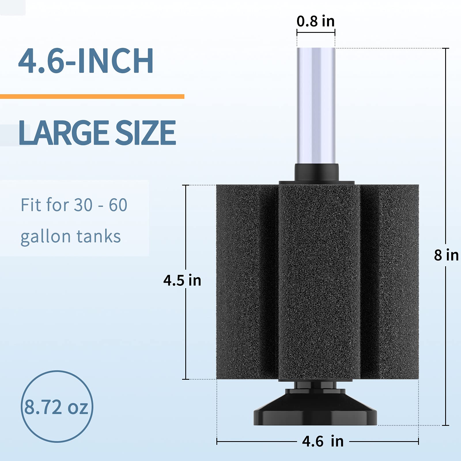 Pawfly Aquarium Large Bio Sponge Filter Quiet Betta Fry Shrimp And Small Fish Foam Filter For Fish Tank Up To 60 Gallon