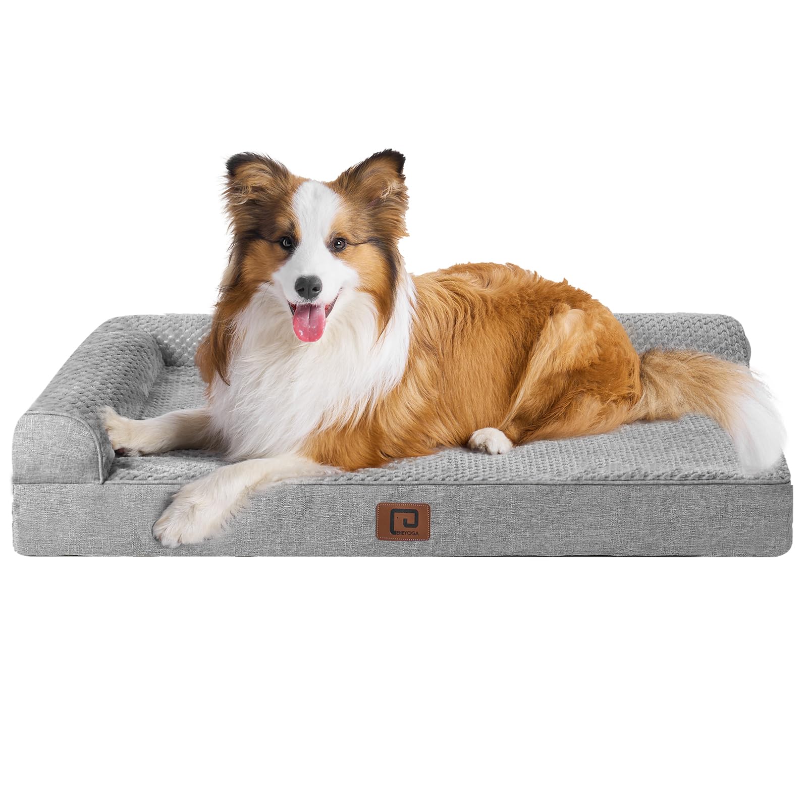 Eheyciga Memory Foam Orthopedic Dog Beds Large Sized Dog, Washable Dog Bed With Waterproof Lining Removable Cover, Big Dog Bed Sofa With Nonskid Bottom Pet Couch Bed, 41X27 Inches, Grey