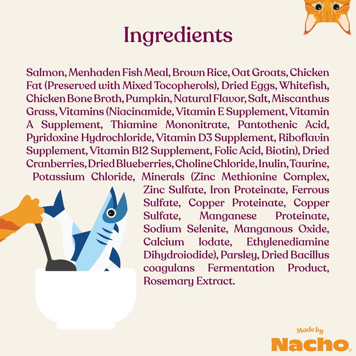 Made by Nacho Bone Broth Infused Dry Cat Kibble - Sustainably Caught Salmon and Pumpkin - Premium Grain-Friendly Cat Food 4lb Ba
