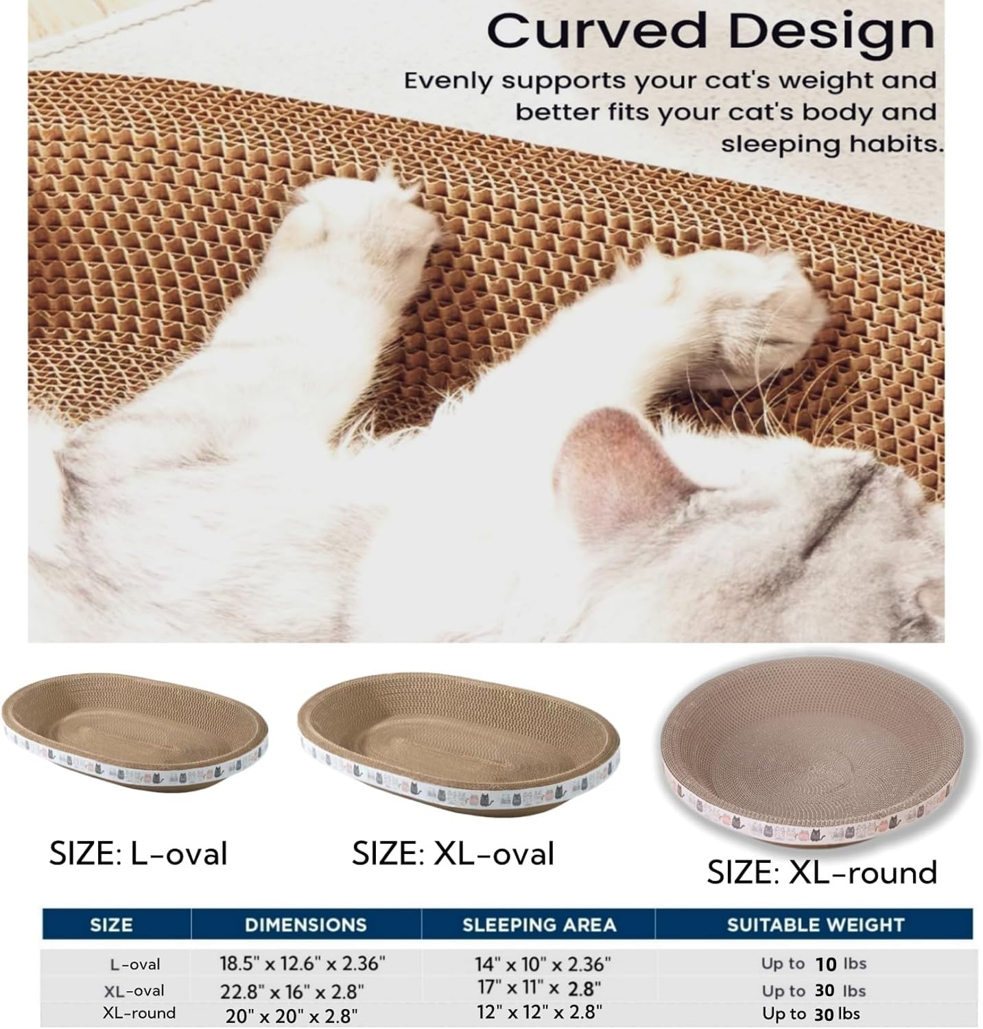 Spindro 4 Pack Large Cat Scratcher Cardboard, Oval Cat Scratcher Bed Scratch Pad Board Lounge Couch Cats Bowl Shaped Scratching