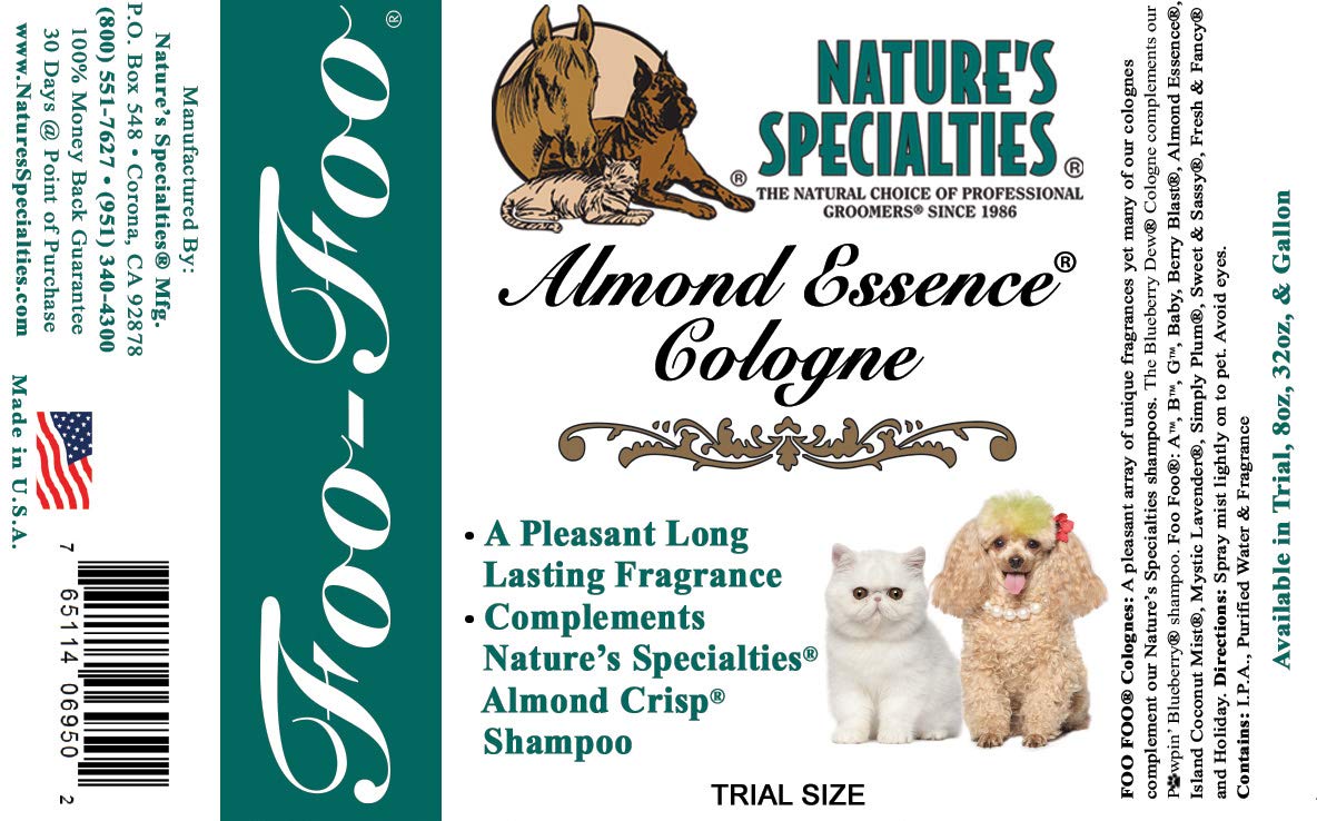 Nature'S Specialties Almond Essence Dog Cologne For Pets, Natural Choice For Professional Groomers, Ready To Use Perfume, Finish