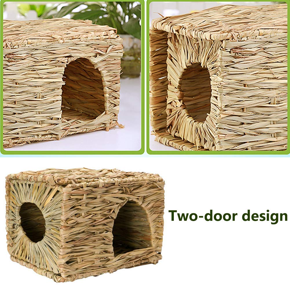 Tfwadmx Rabbit Grass House - Extra Large Natural Seagrass Bed for Bunny, Hamster, Guinea Pig, Chinchilla, Ferret - Beige (14.6 x 11.4
