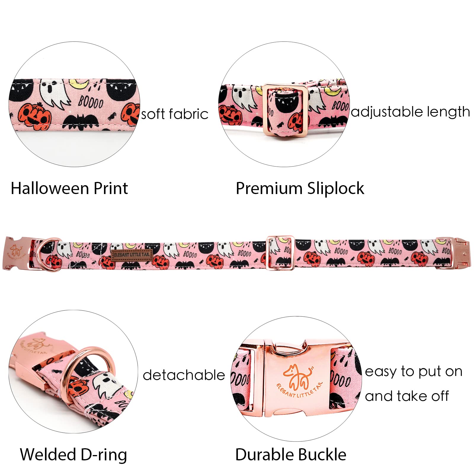 Elegant Little Tail Dog Collar With Bow - Fall Dog Collar Halloween Pumpkin Bow Girl Boy Pet Collar Soft Dog Bowtie Collars For Medium Dogs