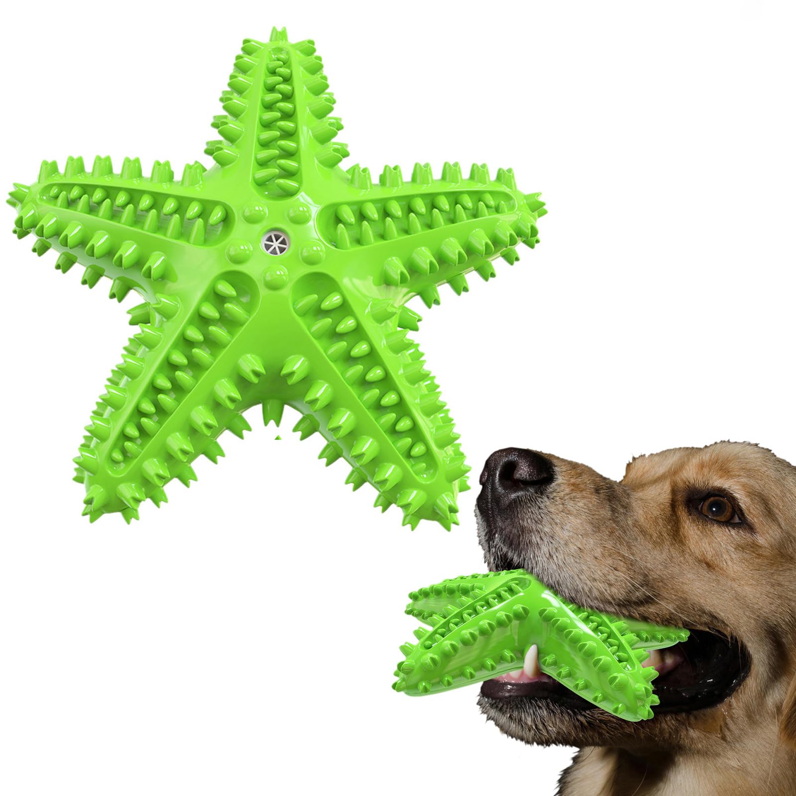 Idolpet Squeaky Chew Toy - Starfish Water Floating Toy For Dogs, Natural Tooth Brush Teeth Cleaning For Small Medium Dogs - Blue