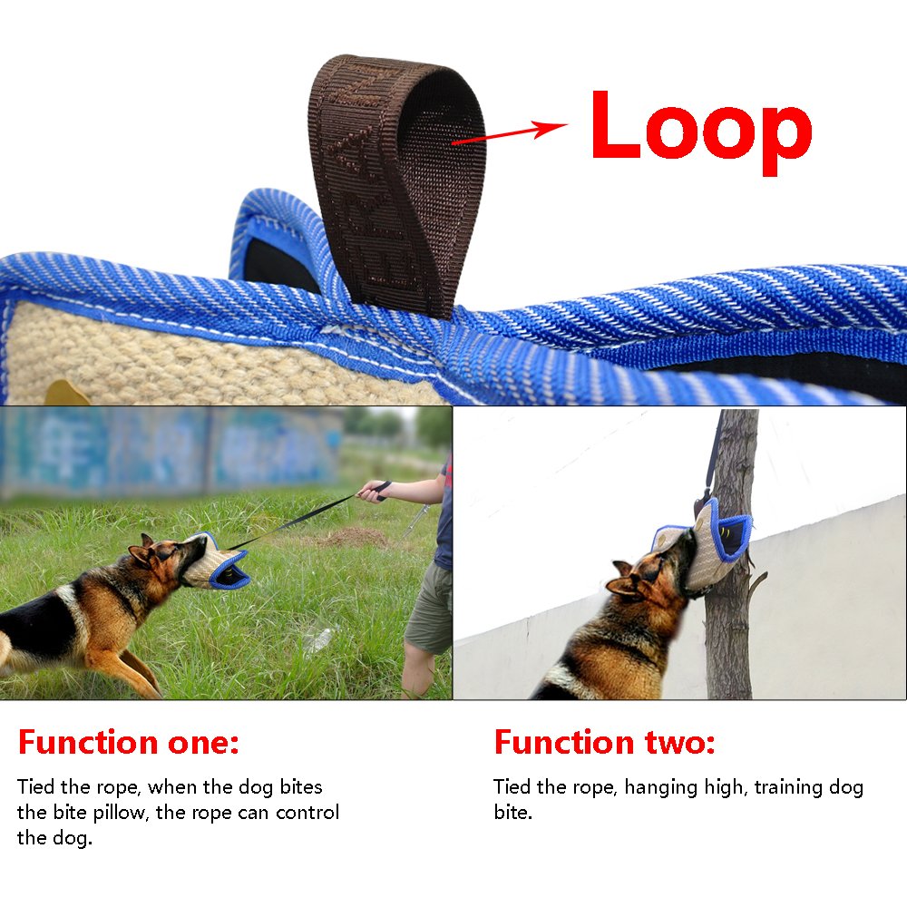 Pet Artist Jute/Linen Bite Wedge Bite Pillow 2 Handle With 1 Loop Tug Toy 14'(36Cm) 8'(20Cm) Training Toy For Medium To Large Dogs Ideal For German Shepherd/American Bully/Pitbulls/Rottweilers