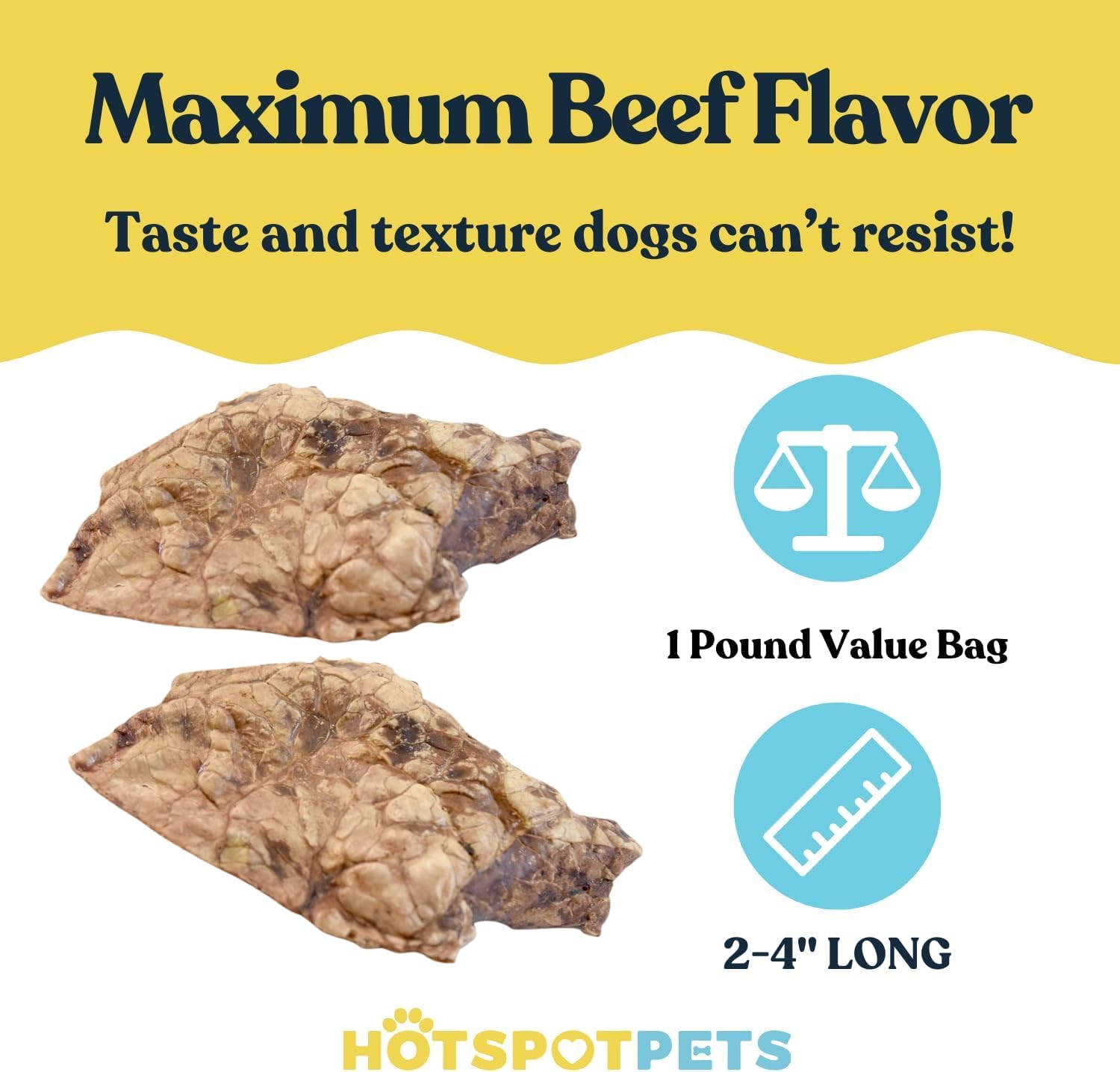 hotspot pets Dehydrated Beef Lung Dog Treats - 2lb Big Bag- All-Natural, One Ingredient - High Protein, Low Fat - Slow Roasted O