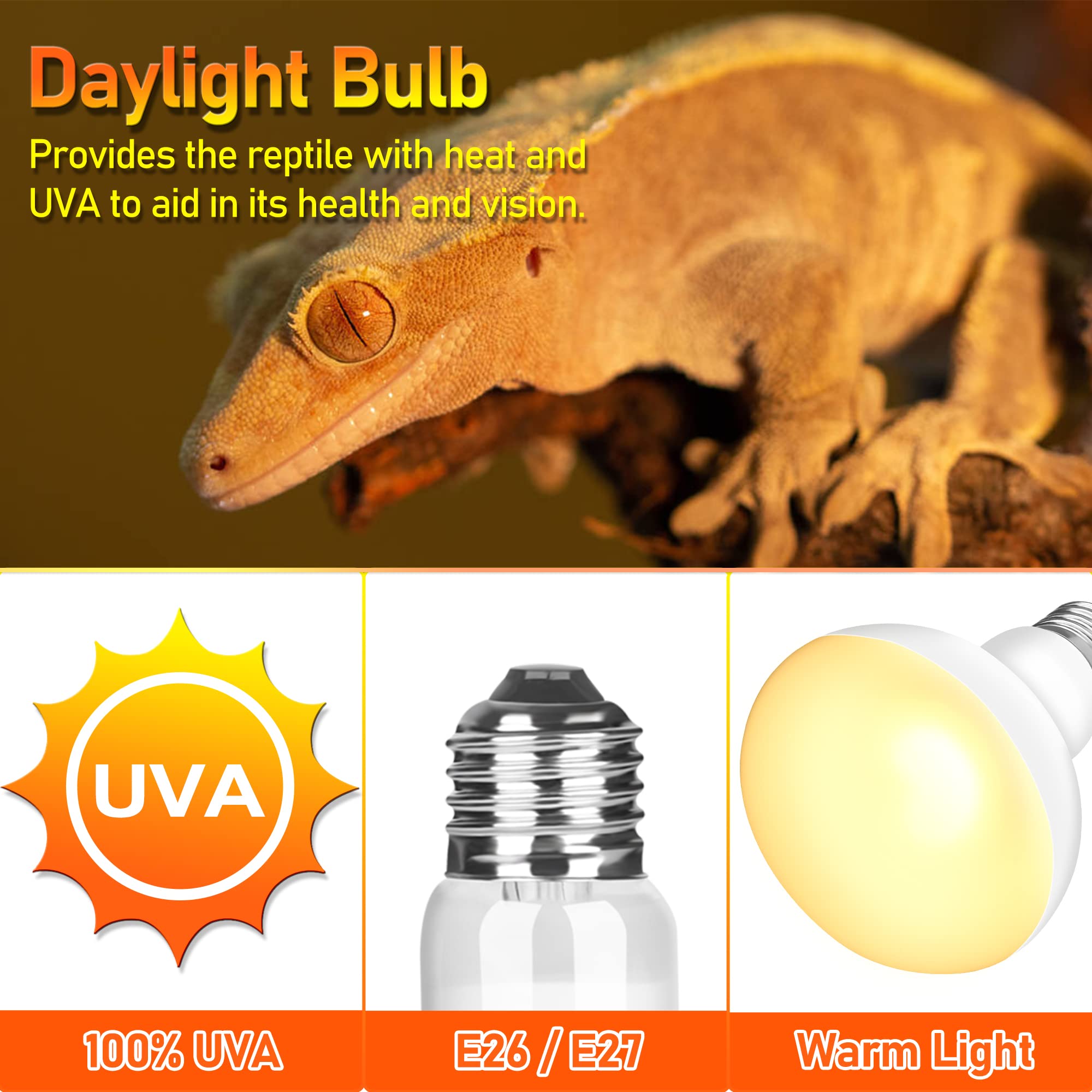 Neptonion 2Pack Reptile Heat Lamp 75W Uv Heat Light Bulb, Basking Daylight Spot Bulb For Lizard, Tortoise, Bearded Dragon (E26,110V)