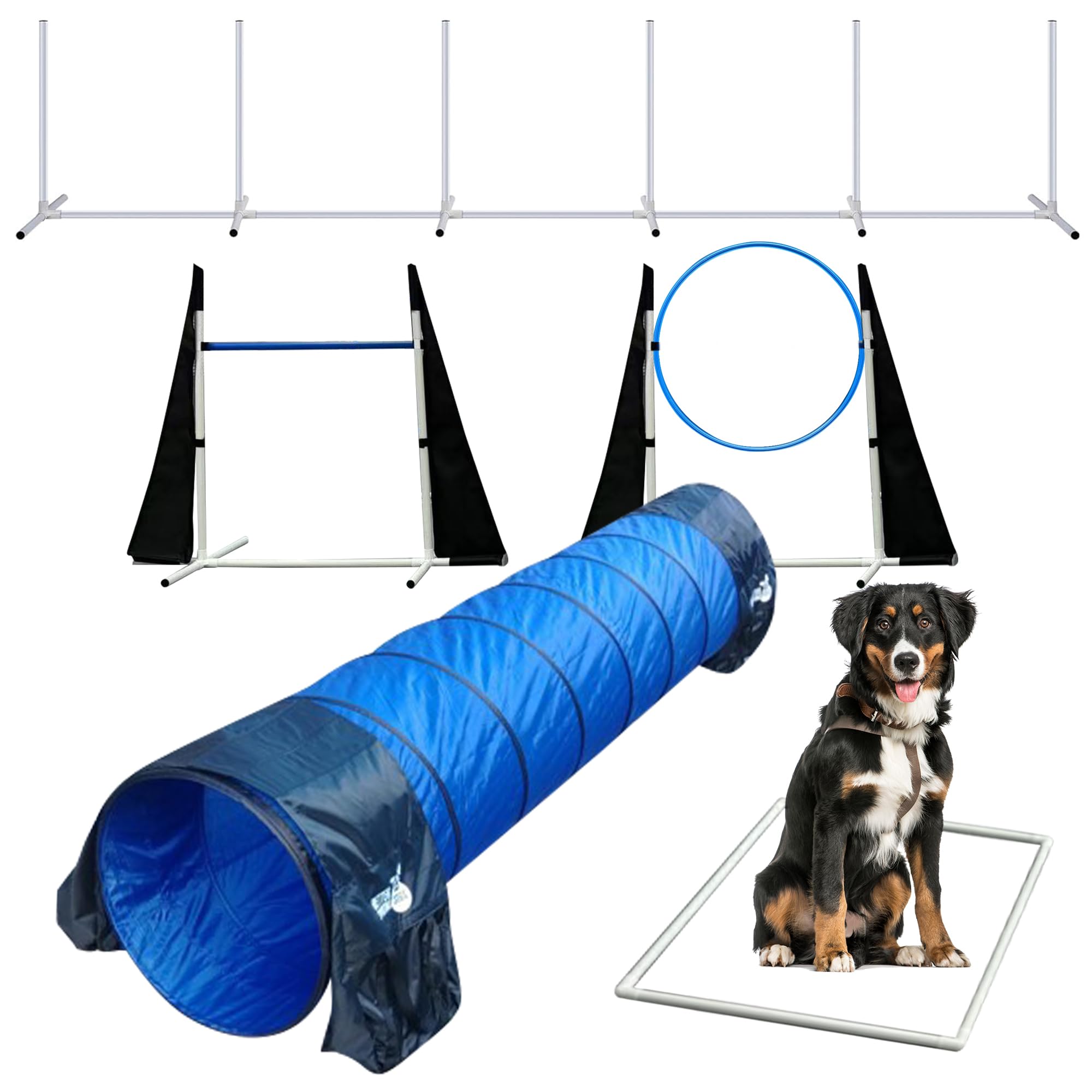 Houseables Dog Agility Course Backyard Set, Dog Agility Equipment, Obstacle Course Backyard, Training and Exercise Equipment, Pl