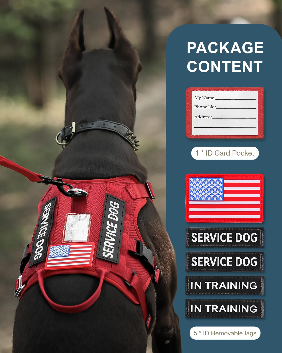 FAYOGOO Tactical Dog Harness for Large Dogs - Dog Harness Escape Proof with Handle - No Pull Military Service Dog Vest with Remo
