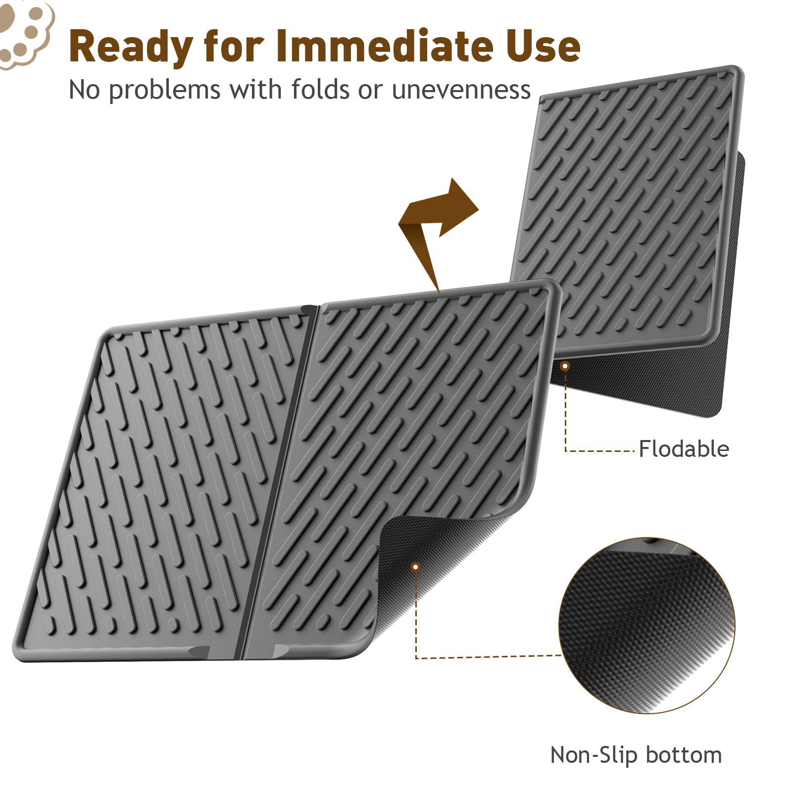 Kaxionage Cat Litter Mat With Grooves & Raised Edge, Urineproof/Waterproof,Litter Scattering Control,Easy To Clean (24 * 17In-Bl