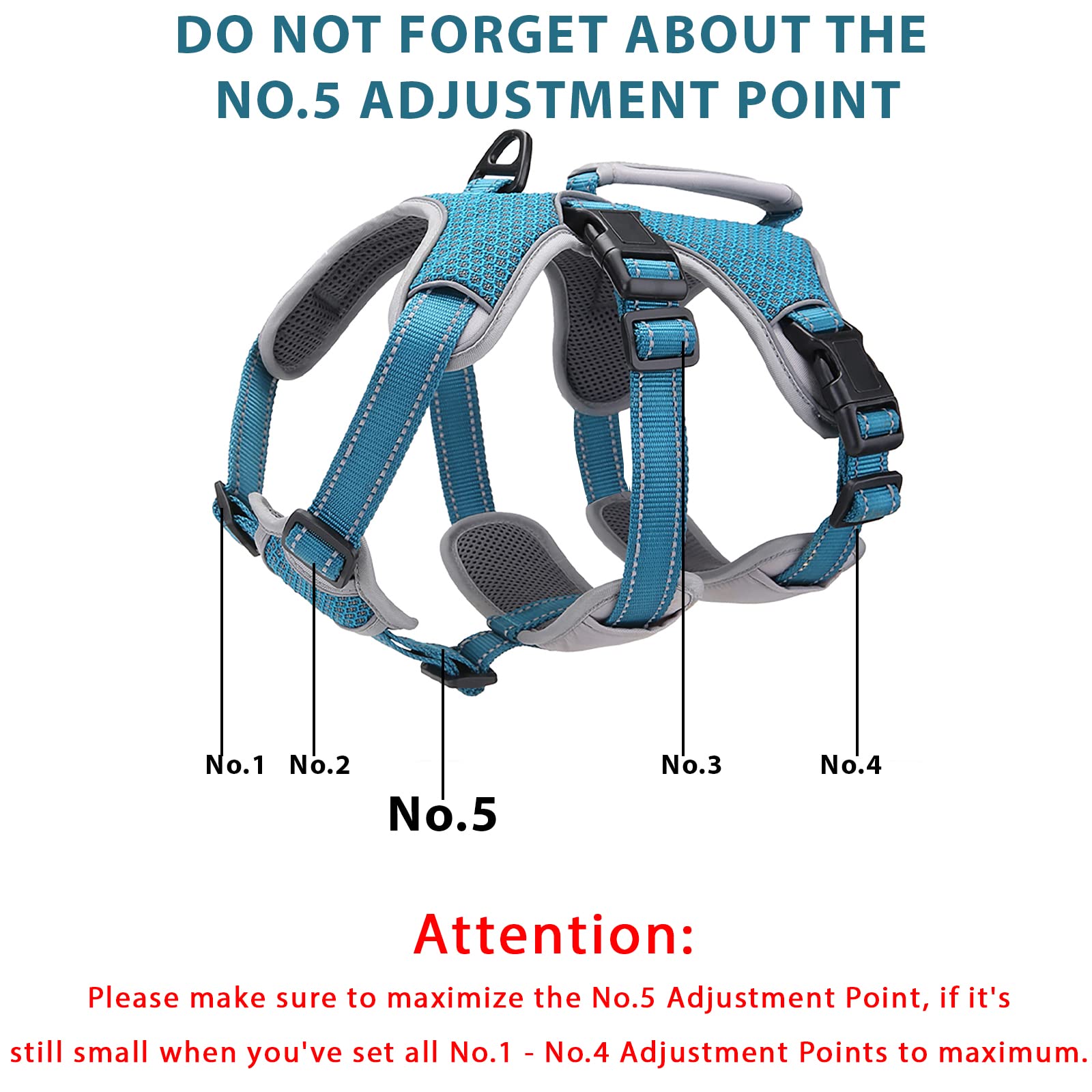 Belpro Multi-Use Support Dog Harness, Escape Proof No Pull Reflective Adjustable Vest With Durable Handle, Dog Walking Harness For Big/Active Dogs (Blue, S)
