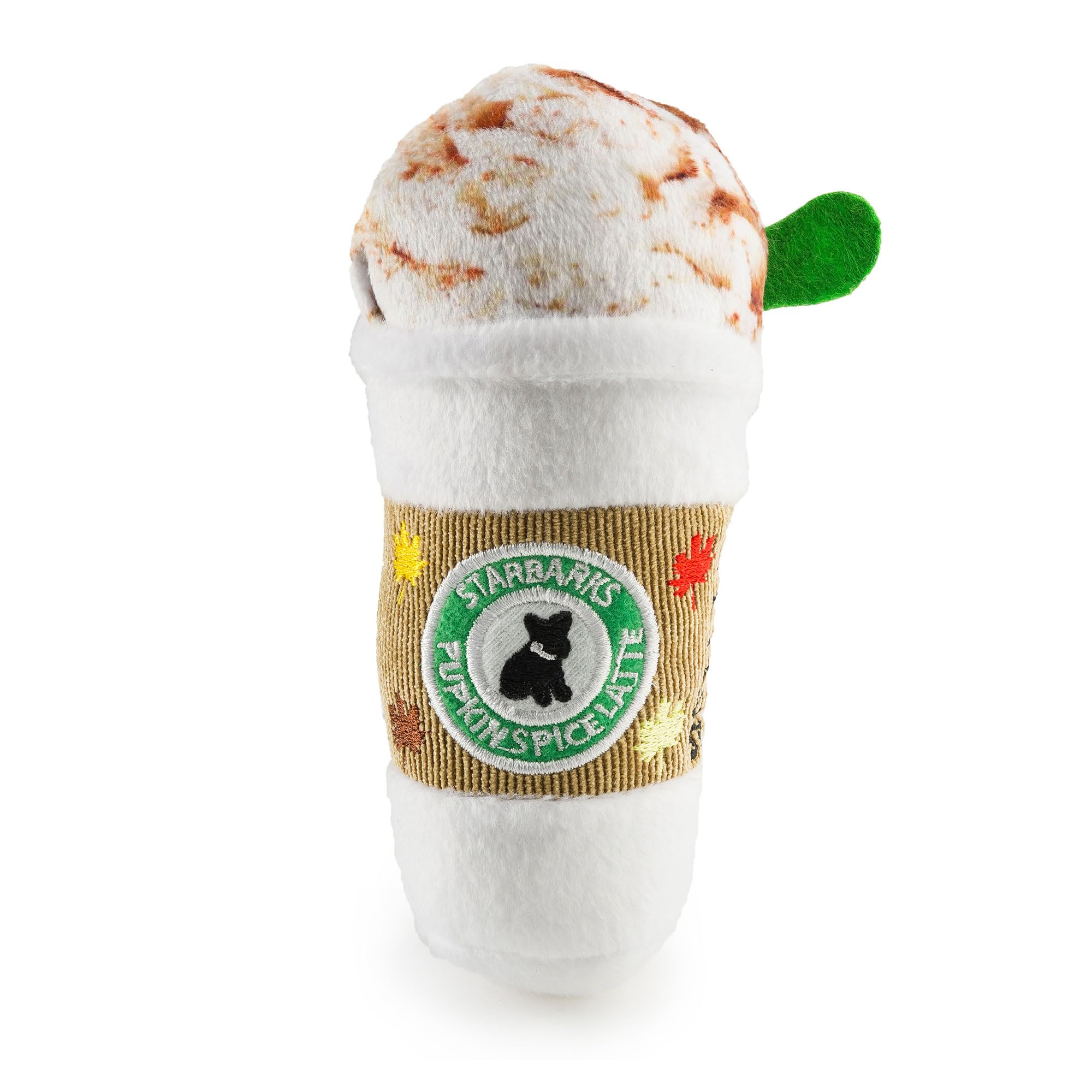 Haute Diggity Dog Starbarks Pupkin Spice Latte, Plush Designer Dog Toys With Interactive Squeaker, Stimulating Pet Enrichment, M