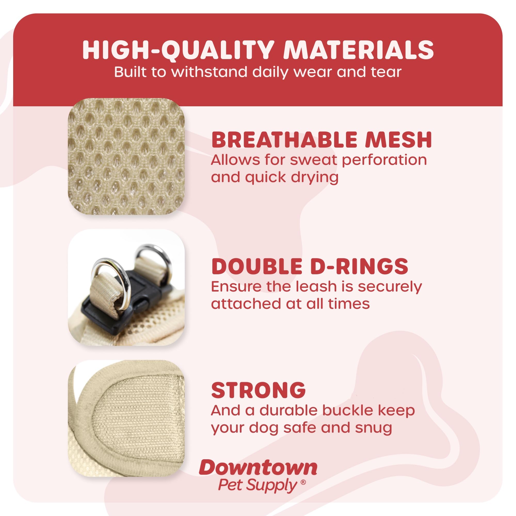 Downtown Pet Supply Step In Dog Harness For Small Dogs No Pull, Large, Khaki - Adjustable Harness With Padded Mesh Fabric And Re