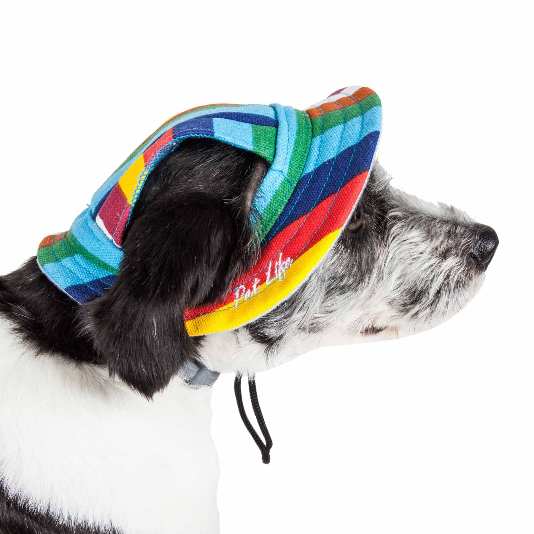 Pet Life        Colorfur Rainbow Dog Hat With Uv Coverage Protection - Brimmed Canopy Provides More Shade Than A Dog Banadana -