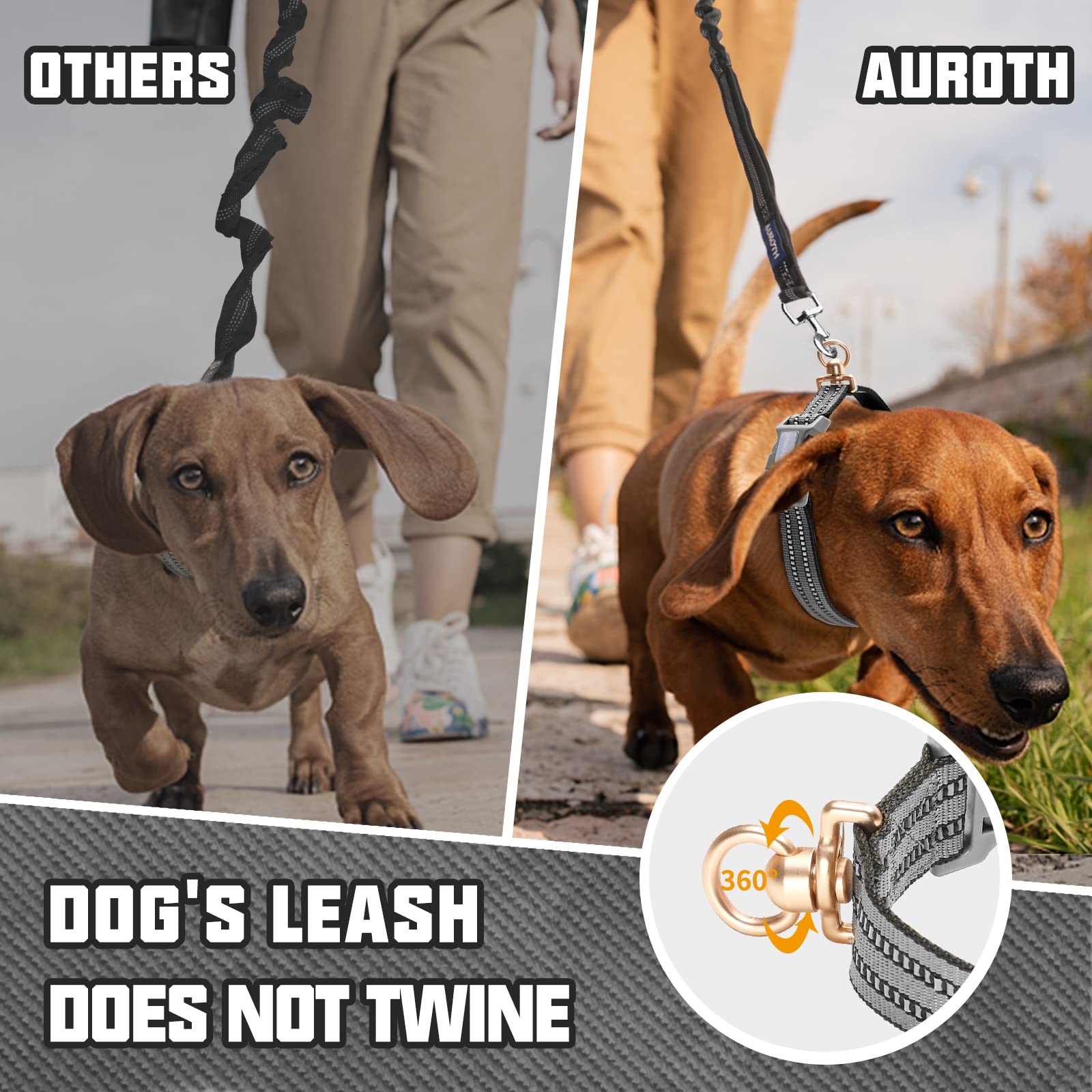 Auroth Dog Collar For Medium Large Dogs, Reflective Dog Collar, Soft Nylon Adjustable Dog Collars With Heavy Duty Metal D Ring Tangle Free (Large:15.7'-27.1', Grey)