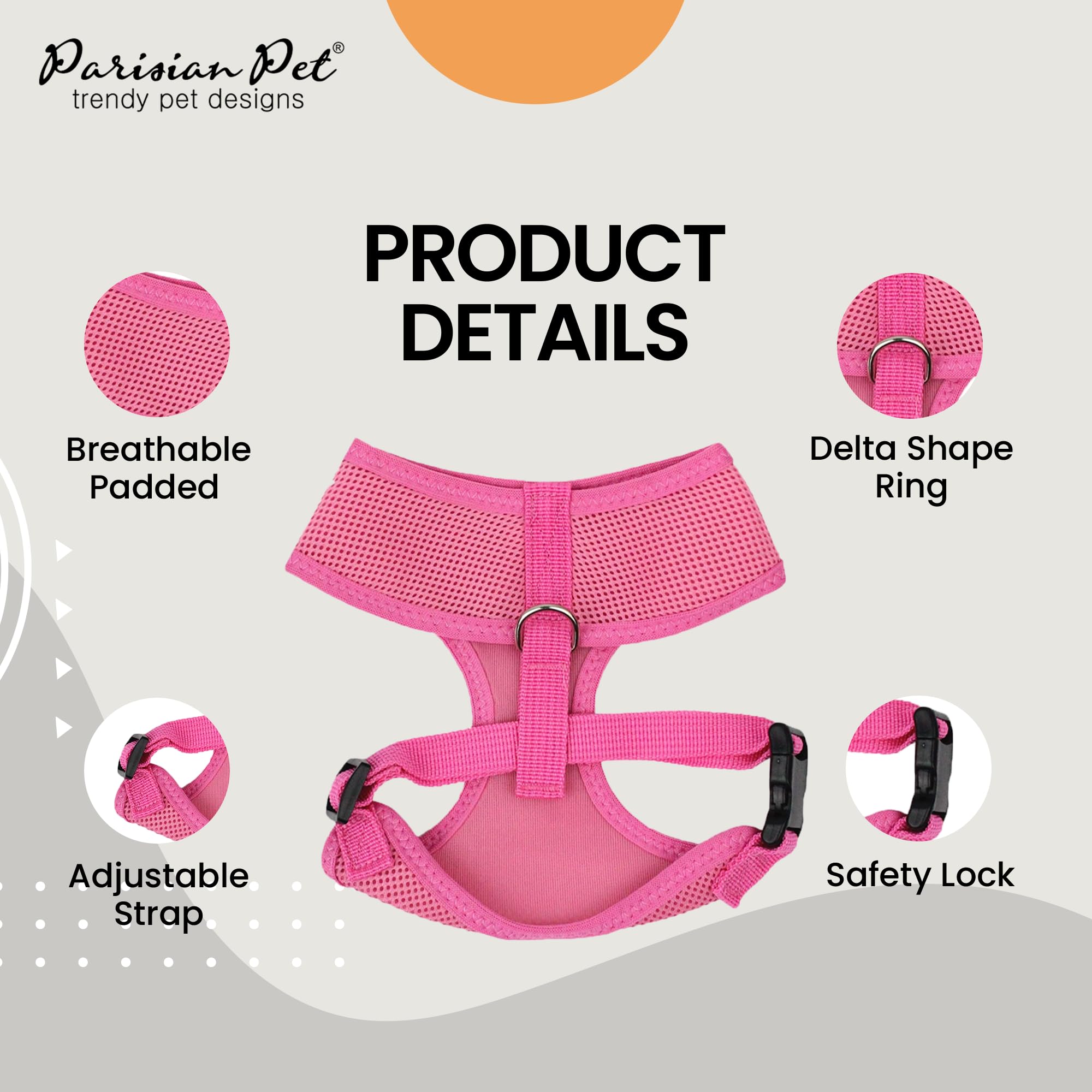 Parisian Pet Dog Harness - Adjustable Pink Dog Vest Harness - 100% Mesh Fabric No Pull Puppy Harness - Cooling Dog Harness For Large Dogs - Idle For Walking, Running, And Hiking - Xl