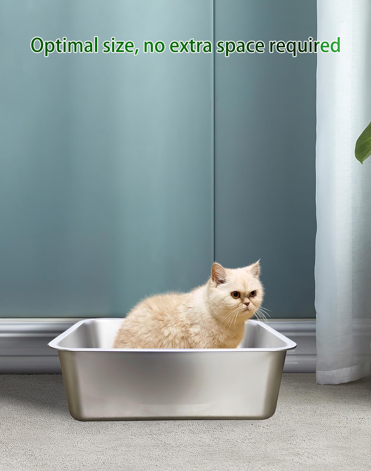 [2 - Piece Set] [Foxoru] Stainless Steel Cat Litter Box Set, With Splash - Proof And Odor - Resistant Design, Easy To Clean, Stu