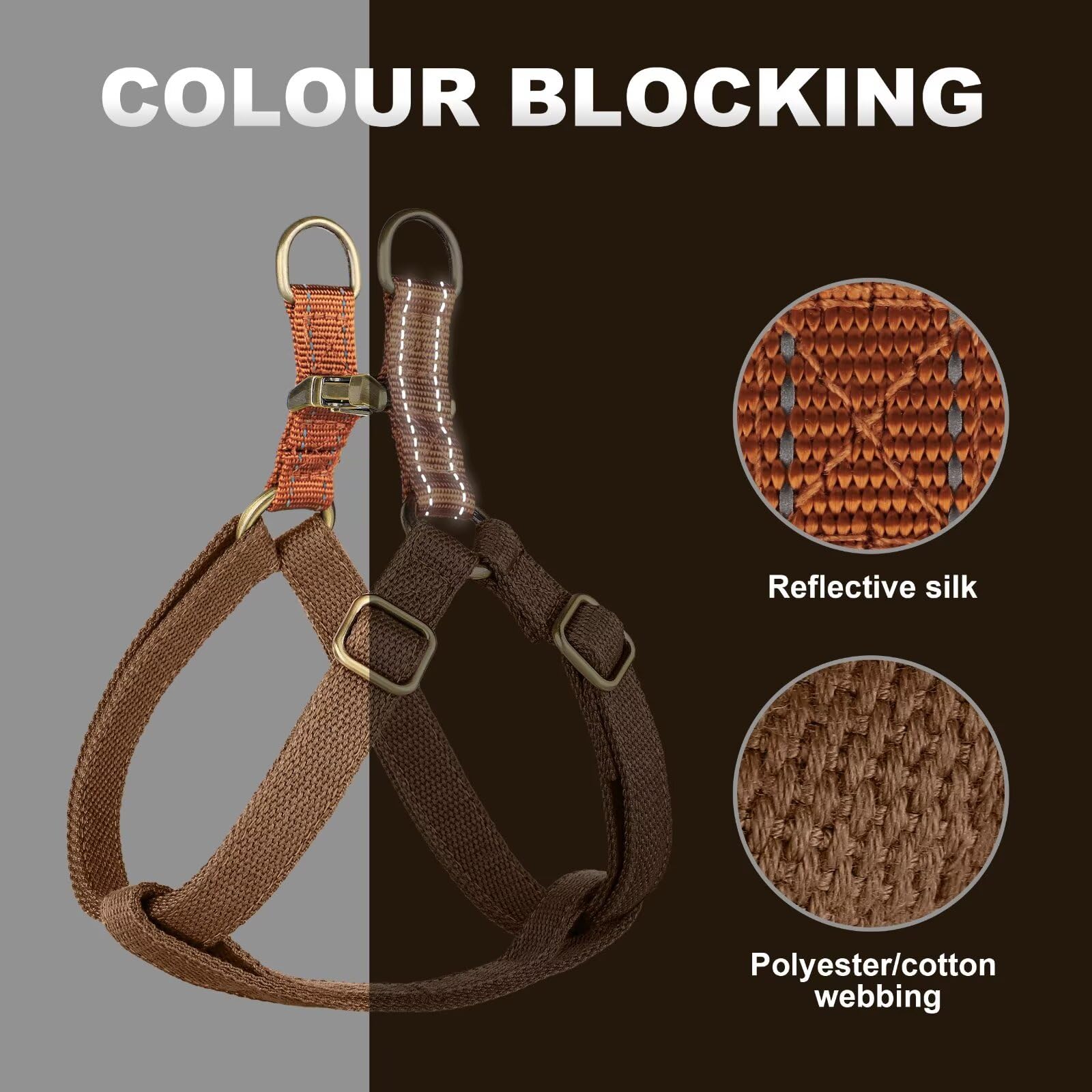Didog Step In Dog Harness With Metal Buckles, Freedom Nylon Dog Halter Vests For Small Dogs Easy Walking Training(S:Chest 13-22'