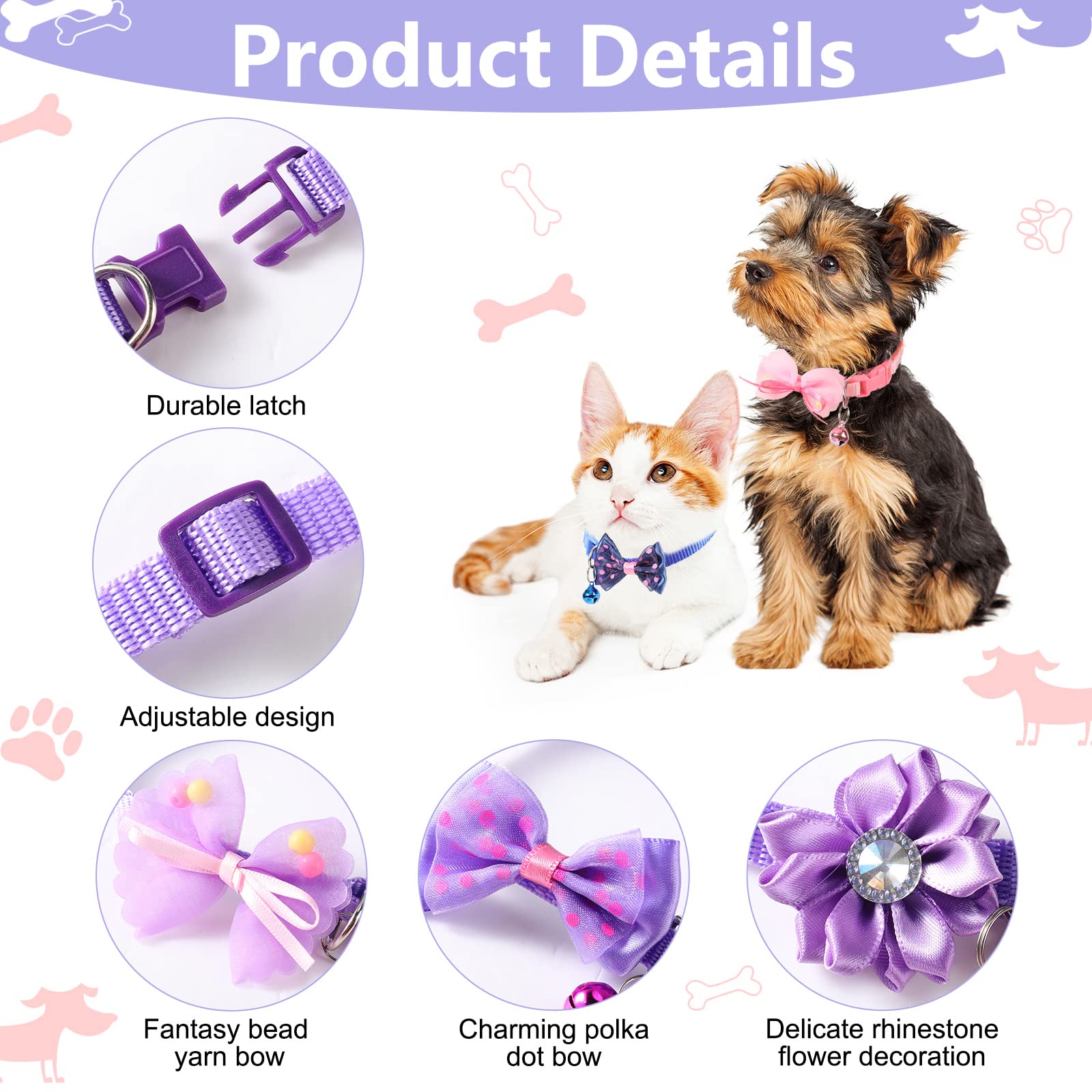 Saintrygo 22 Pack Dog Bow Tie Collar - Adjustable Bowtie, Flower Neck Tie For Medium Small Dog Cat Puppy(Cute)