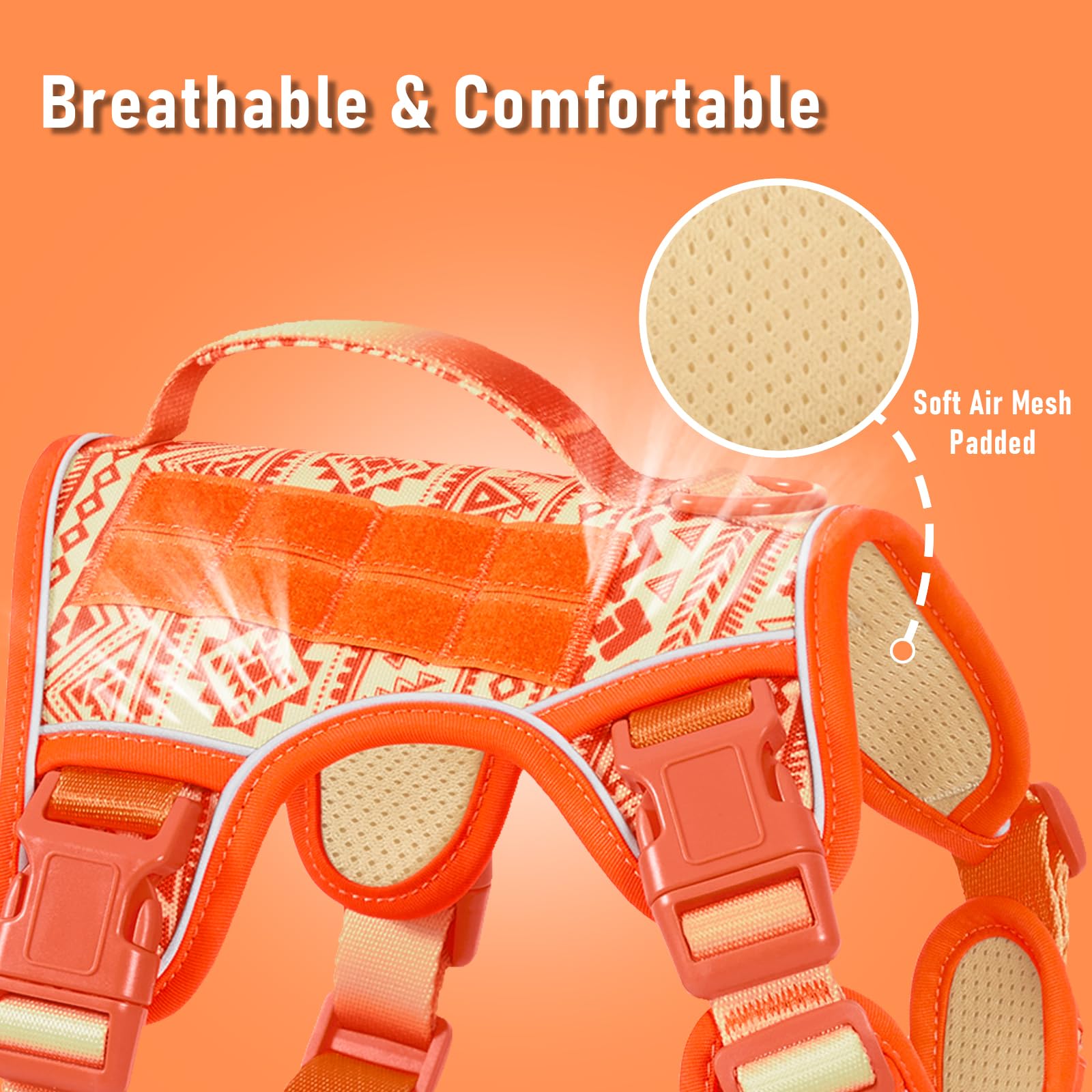 Aunzo Tactical Dog Vest Harness No Pull Easy Walker Pet Harness For Walking Training Hiking For M Sized Dogs With 2 Leash Clips