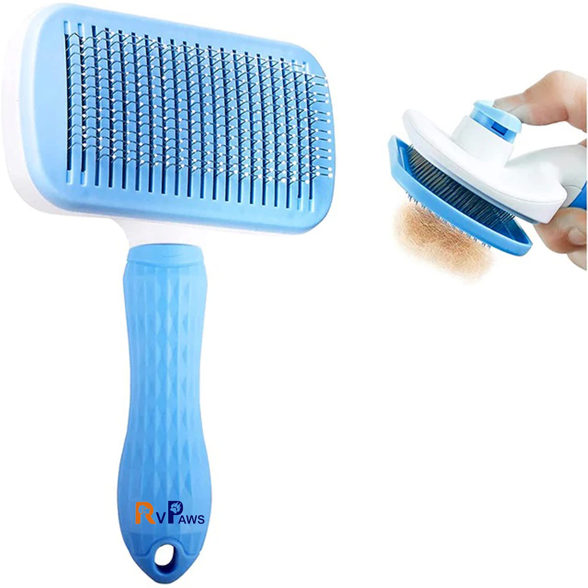 Rvpaws Plastic Self Cleaning Slicker Brush For Dogs Puppy Cat,Undercoat Pet Grooming Deshedding Tool Brush Comb,Pet Grooming Bru