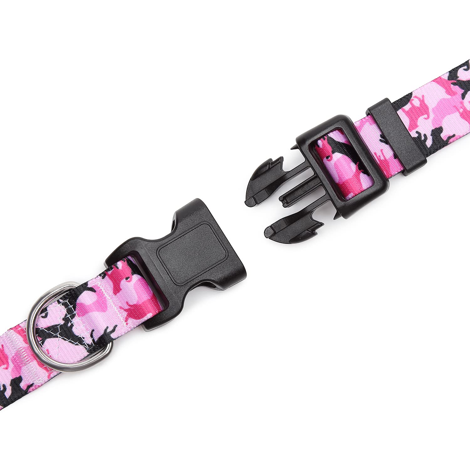 Mercano Adjustable Dog Collar - Special Design Patterns, Soft Nylon Comfortable Durable Pet Collar For Small Medium Large Dogs (M, Dog Camouflage Pink)