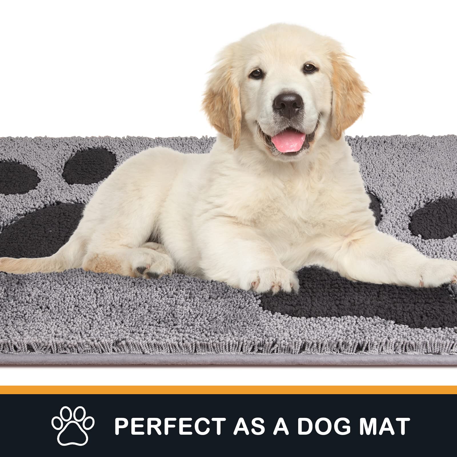 PURRUGS Dirt Trapper Door Mat 33.5  x 59 , Non-Skid/Slip Machine Washable Microfiber Entryway Rug, Dog Doormat, Super Absorbent