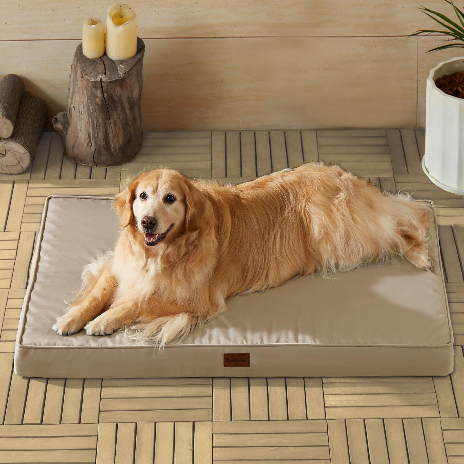 Bfpethome Outdoor Dog Bed For Large Dogs, Waterproof, Orthopedic With Removable Washable Cover, Egg Crate Foam Mat. (42 X 30In, 