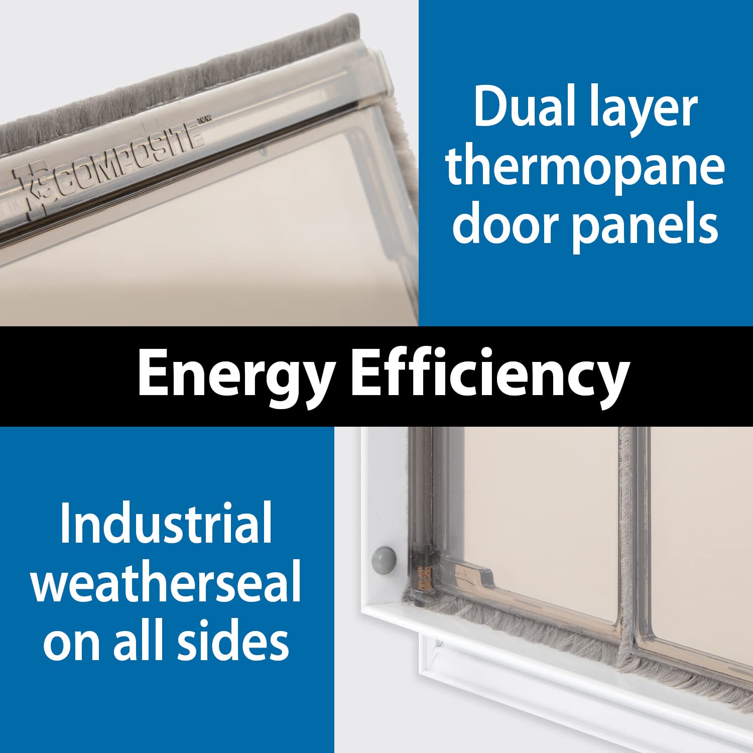 PlexiDor Dog Door - Energy Efficient Bronze Door Mount, Medium Size, Lock & Key - Model PD DOOR MD BR