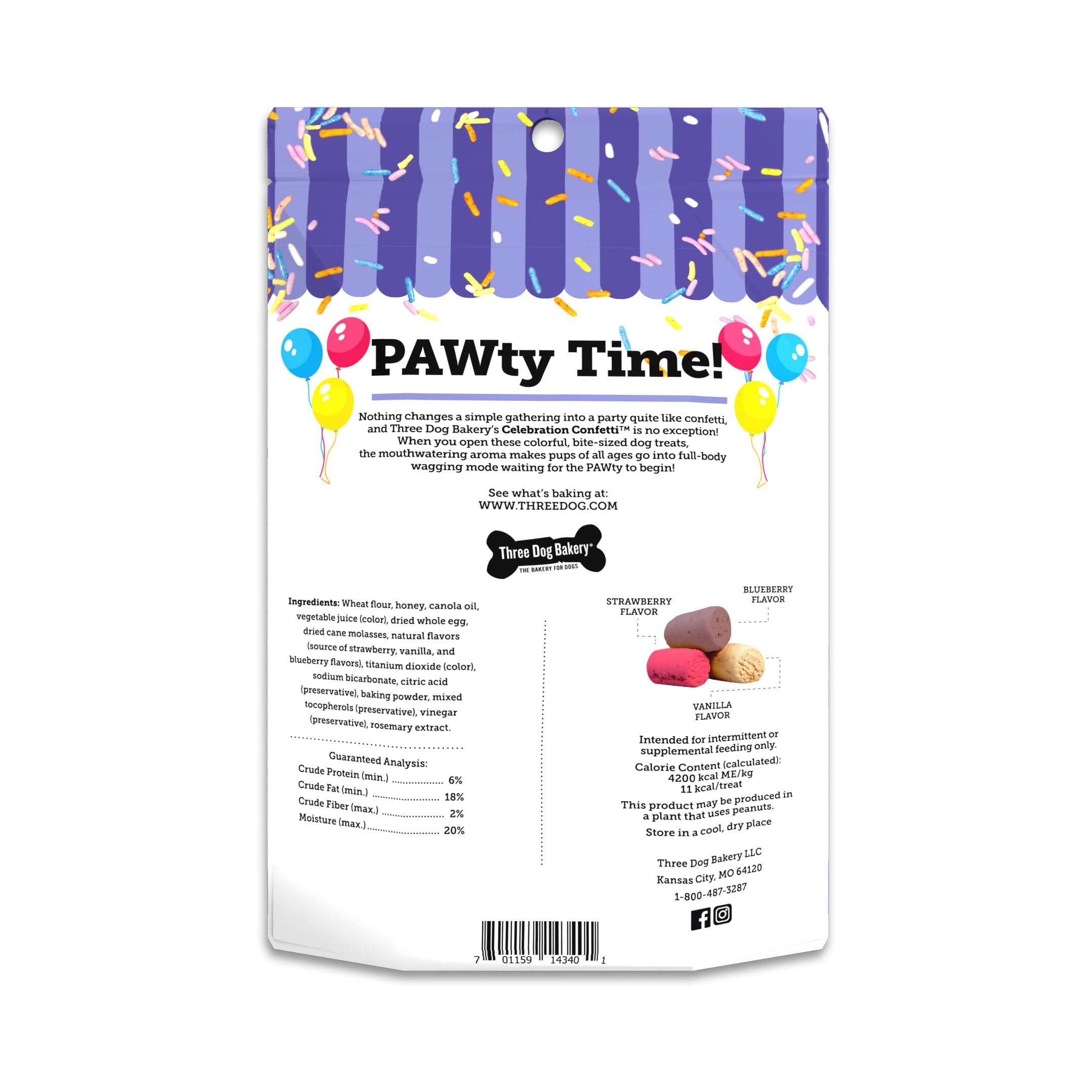 Three Dog Bakery Celebration Confetti - Puppy & Training Treats, Birthday & Special Occasion Dog Biscuits