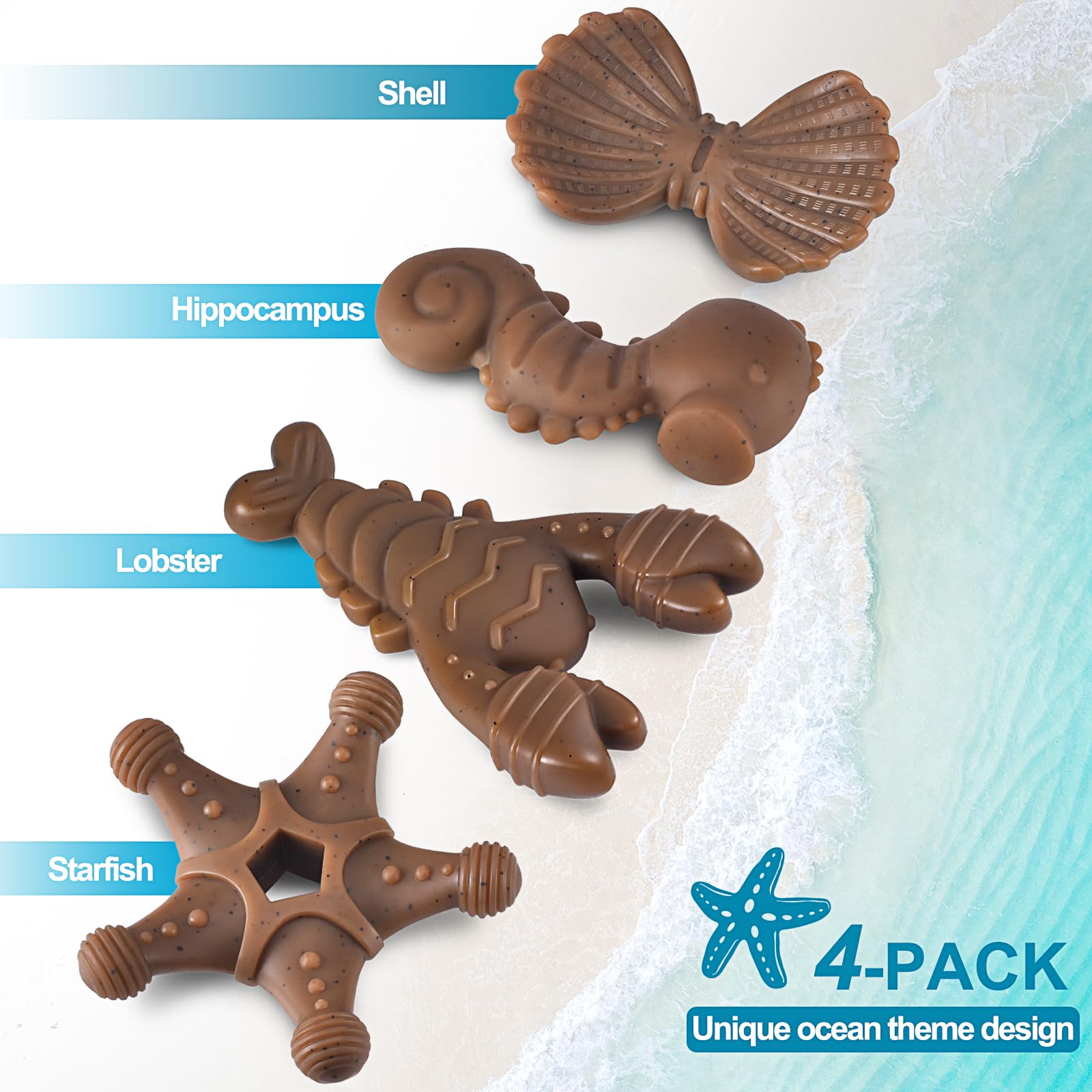 PETSTA Tough Dog Toys - Indestructible Chew Toys for Aggressive Chewers, 4 Pack, Nylon, Ideal for Large, Medium & Small Breeds