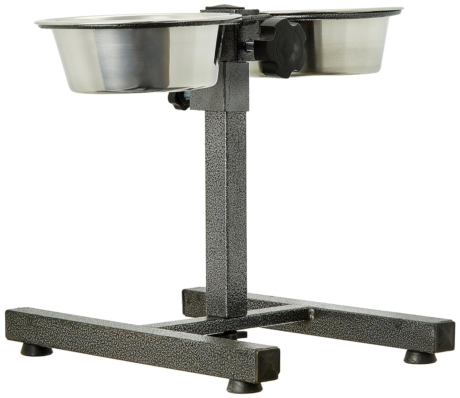 Pets Empire Adjustable Pets Bowl Elevated Double Diner Dog Bowls (2800 Ml X 2) | HBase Stand With Stainless Steel Removable Bow