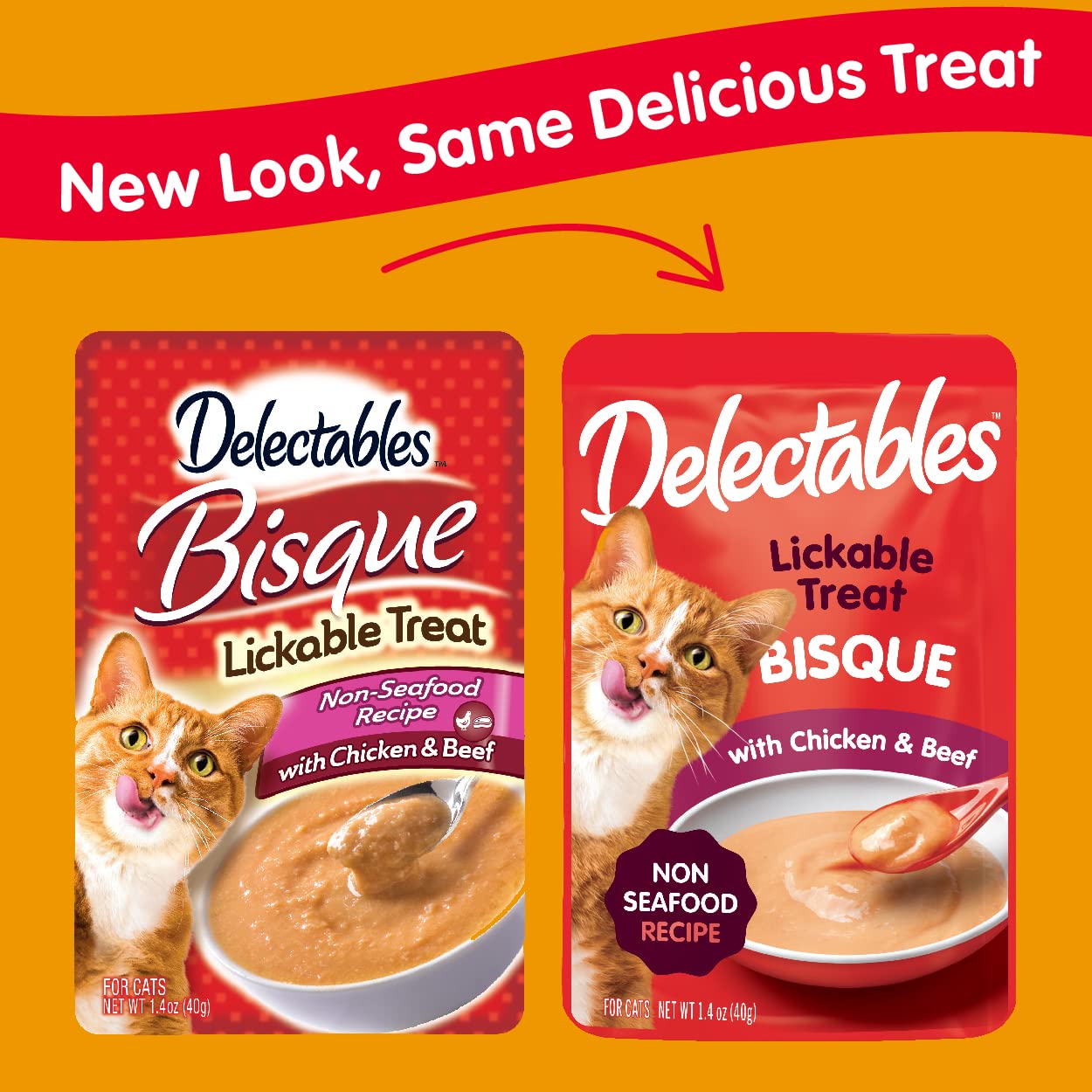 Hartz Delectables Bisque Non-Seafood Chicken & Beef Lickable Wet Cat Treats, 12 Count , 1.40 Ounce (Pack of 12)