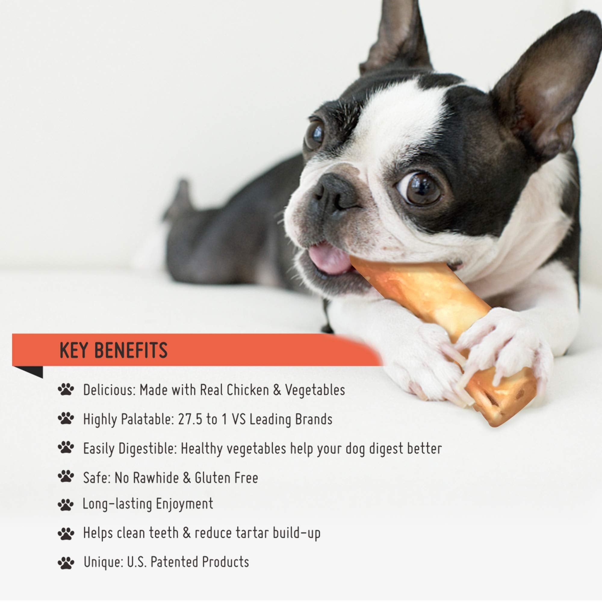 LuvChew Premium Dog Chew Treats - Chicken Retriever Rolls for Large Dogs, Grain Free, Rawhide Free, 7" - 4pcs (2 Packs)
