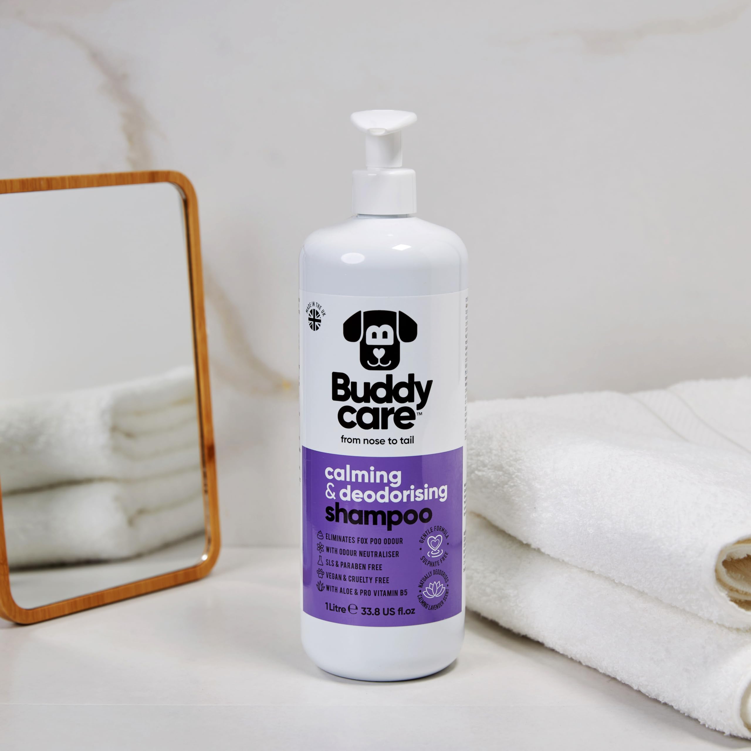 Buddycare Calming & Deodorising Dog Shampoo with Aloe Vera, Lavender Scent, 33.8oz, Model B66532
