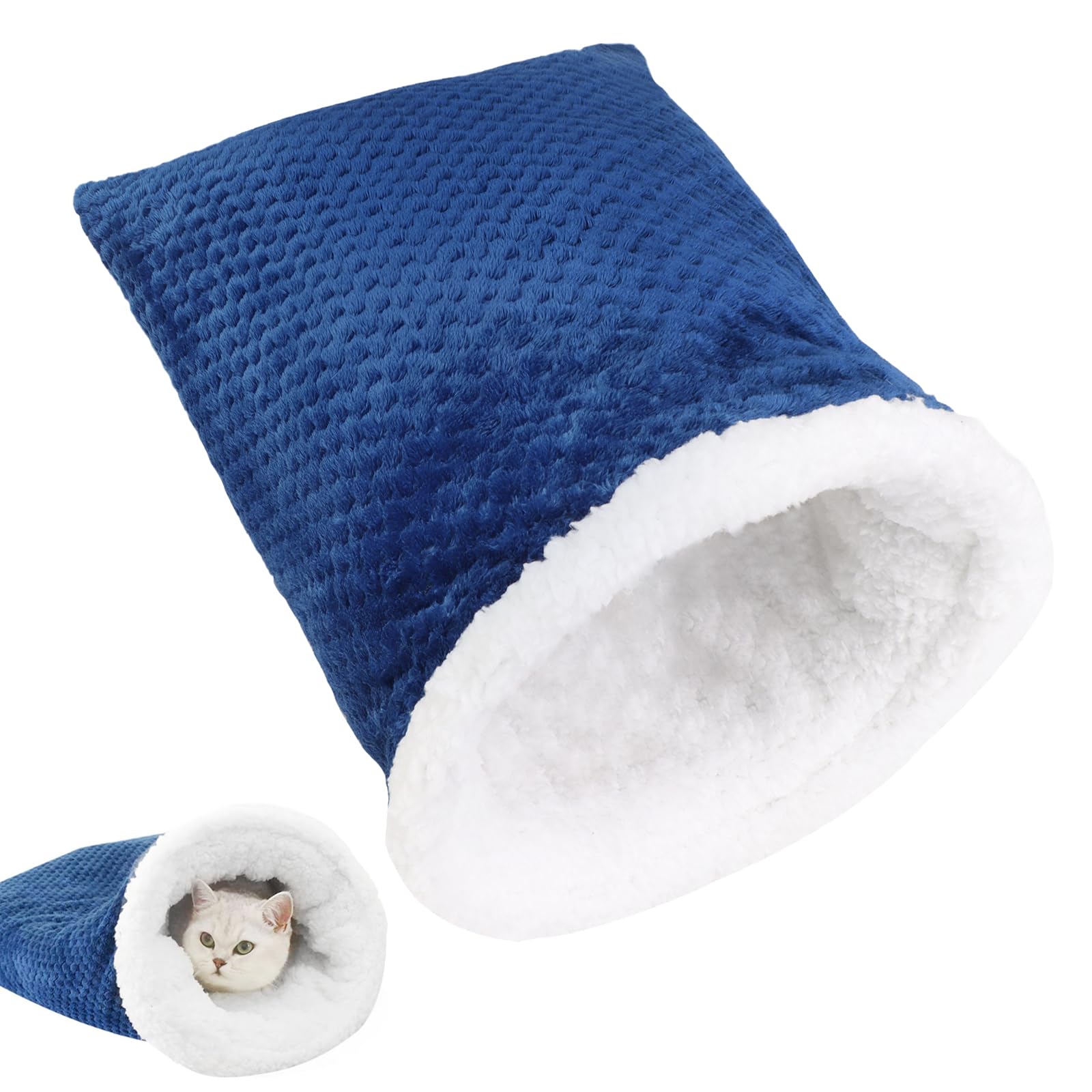 Amiitry Cat Sleeping Bag, Blue, 11 X 17.7 X 15.7 Inches, Cat Bed, Self Warm Winter Sleeping Bag For Indoor Cats, Cotton Material